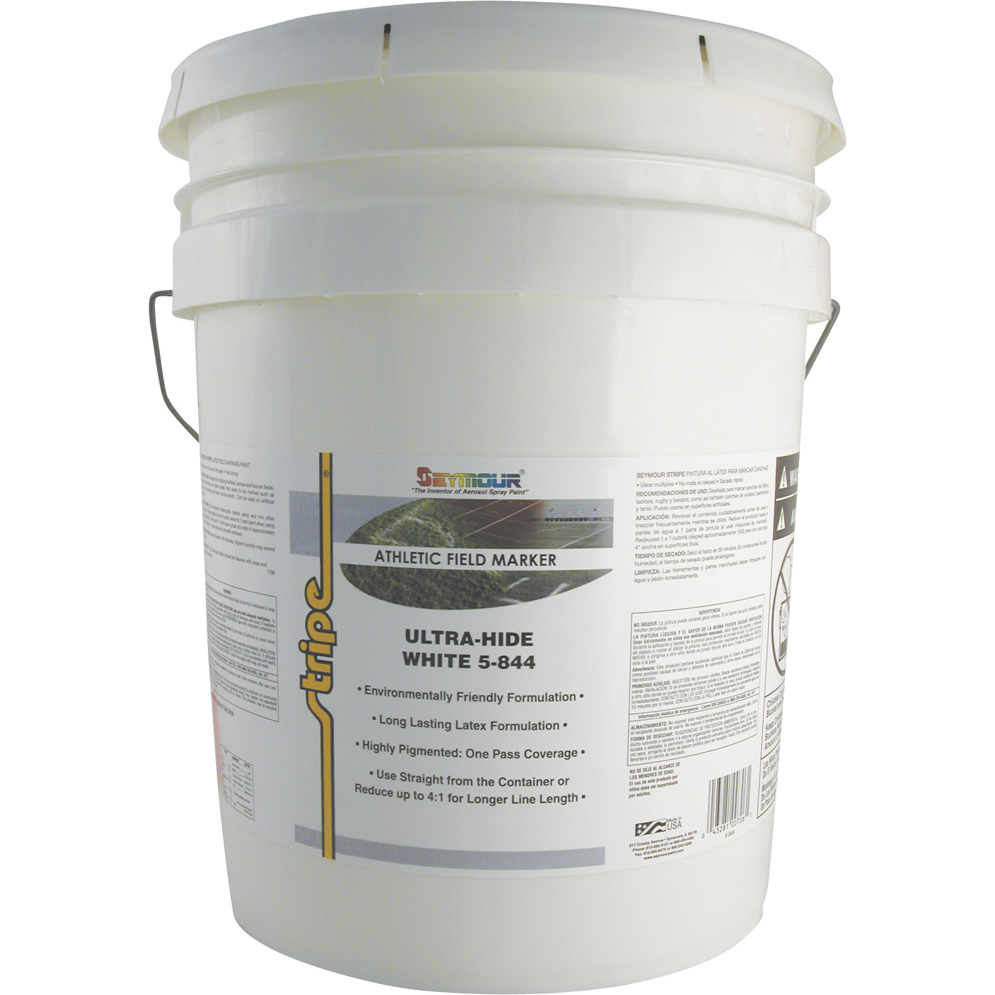 SEYMOUR Stripe Athletic Field Paint - White, 5-Gal. Pail, Biodegradable, Model# 5-844
