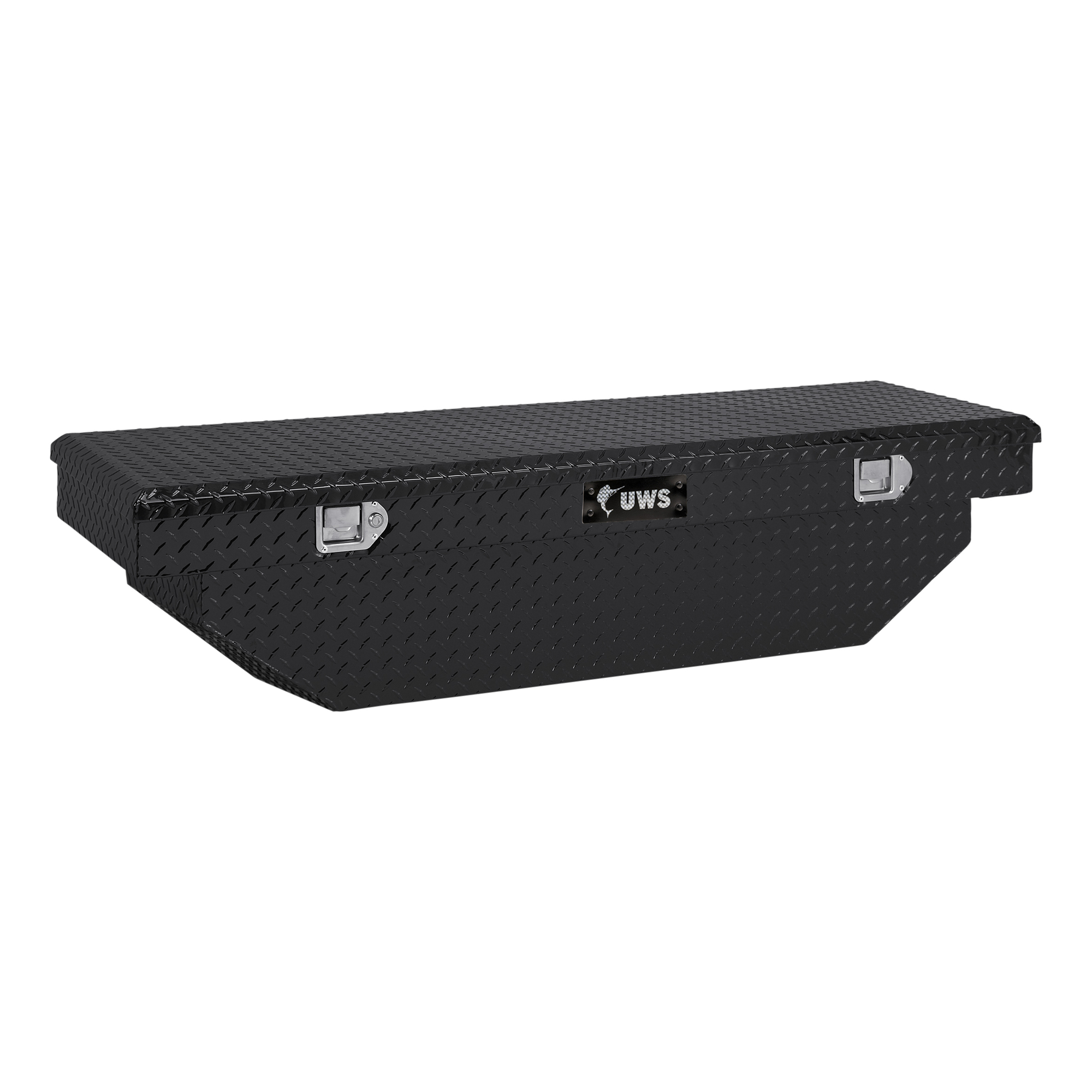 UWS, 63in. Angled Crossover Truck Tool Box, Width 63.875 in, Material Aluminum, Color Finish Gloss Black, Model# EC10282