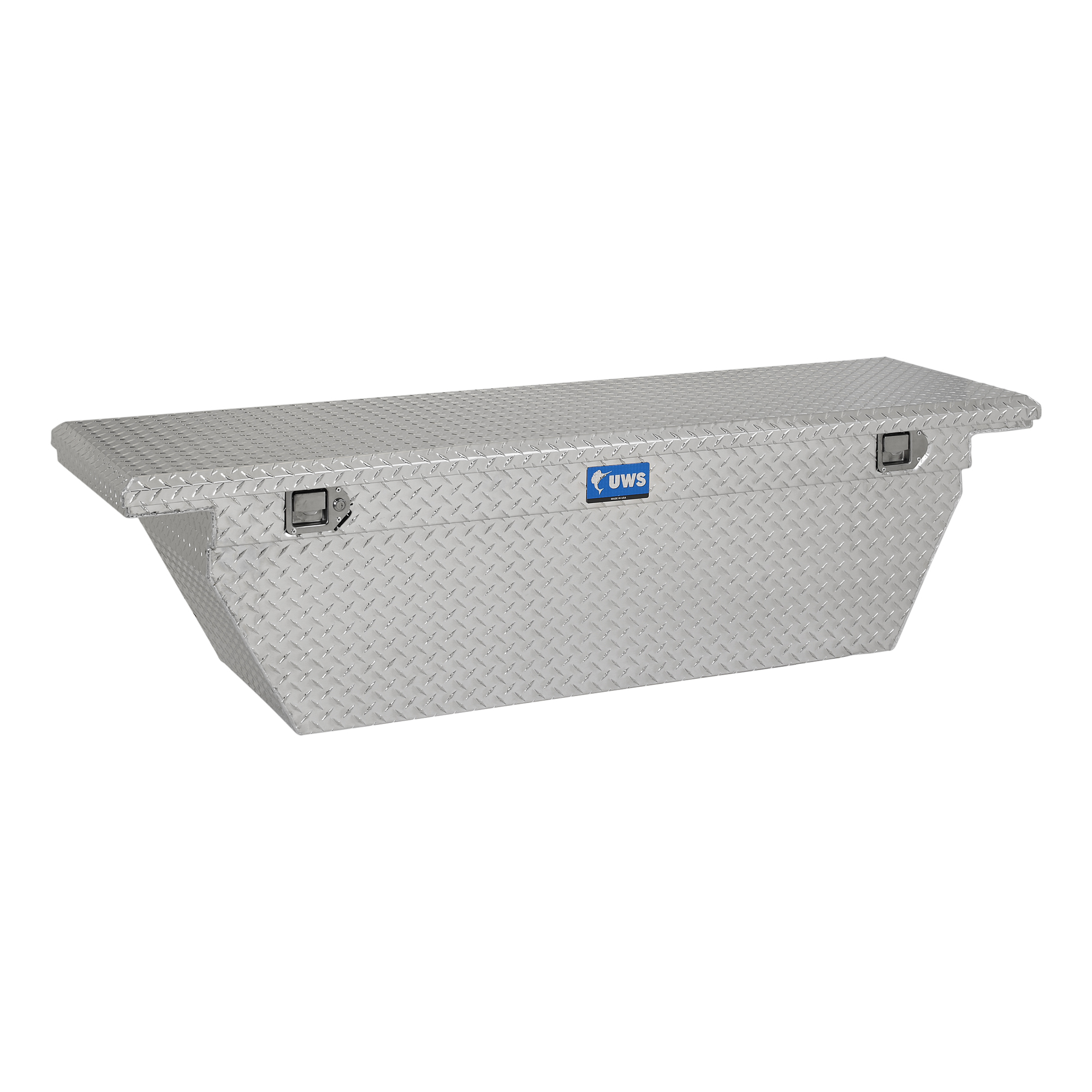 UWS, 69in. Angled Crossover Truck Tool Box, Width 69.875 in, Material Aluminum, Color Finish Bright Aluminum, Model# EC10761
