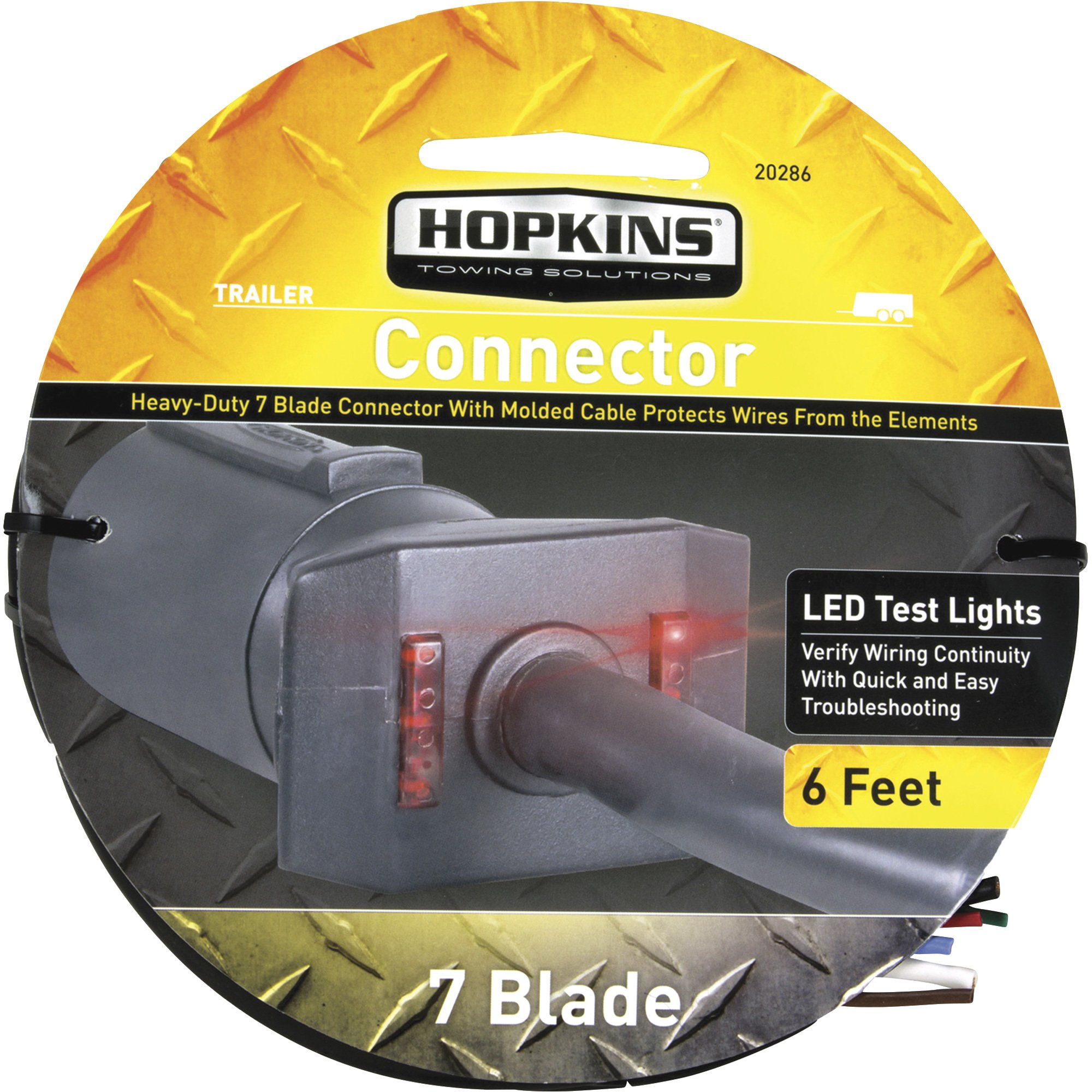 Hopkins Towing Solutions LED Test 7 Blade Molded Cable Trailer Connector  6ft., Model #20286