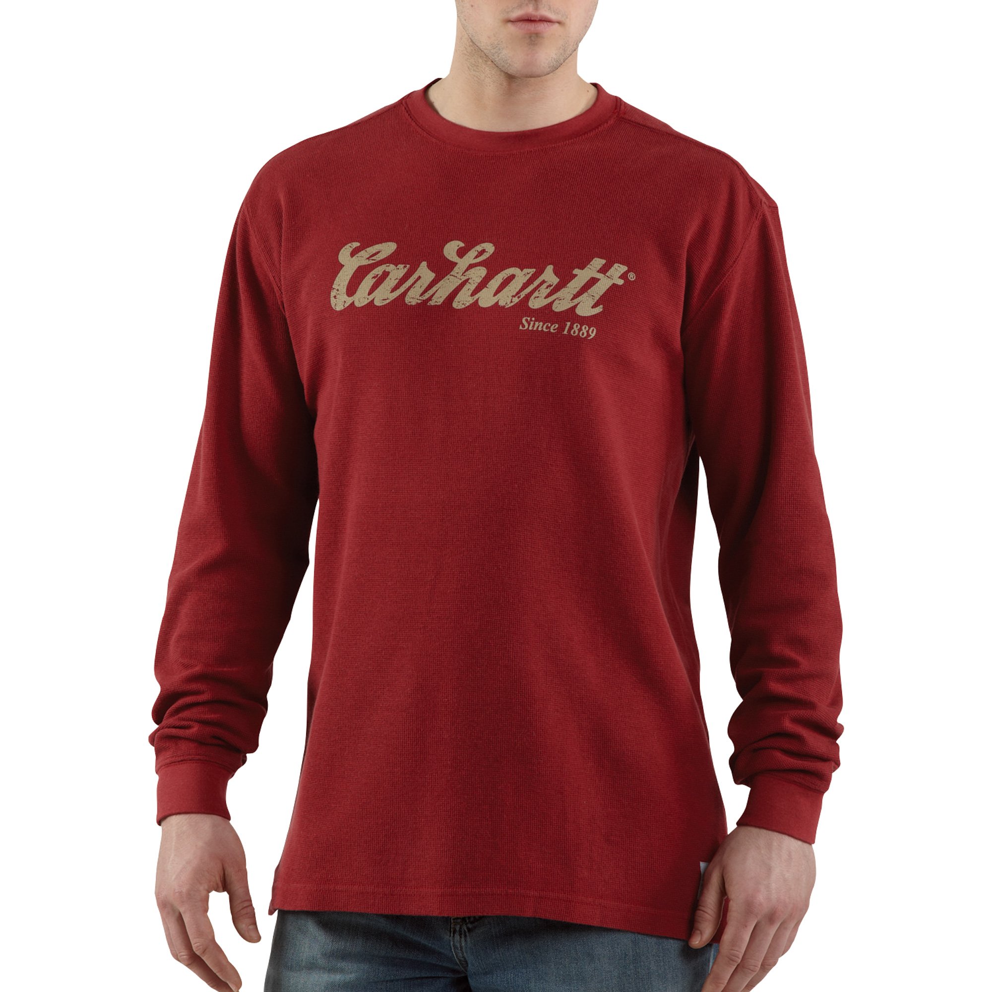 Carhartt Long Sleeve Textured Knit Shirt — Dark Red, XL, Model 