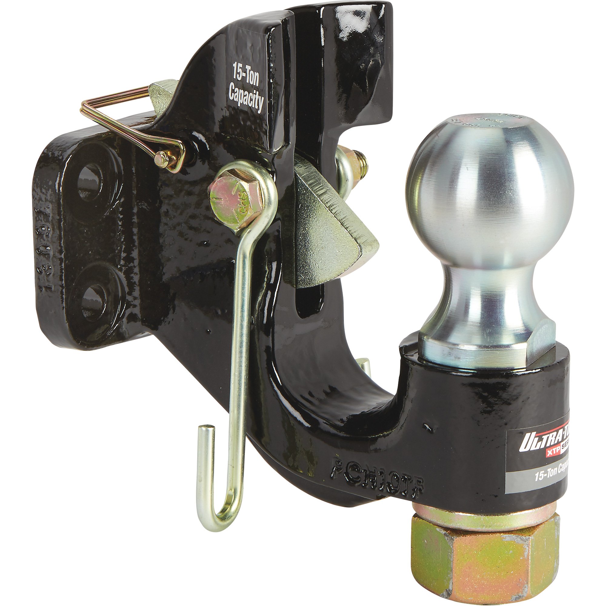 Ultra-Tow XTP Auto-Locking Dual-Purpose Pintle Hitch — 2 5/16in. Ball, 15-Ton Capacity (Lunette), 7-Ton Capacity (Coupler)