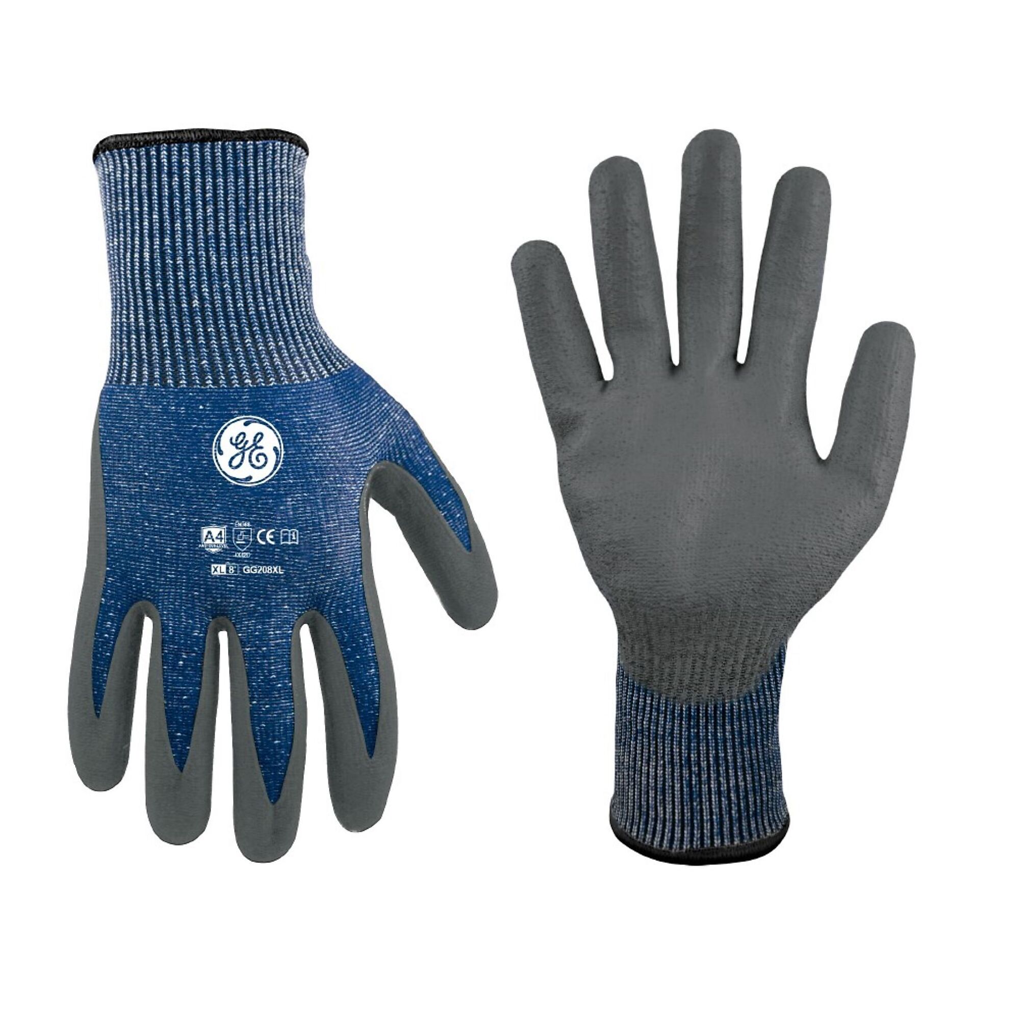 General Electric Cut Resistant Gloves,13 GA Blue/Gray, 12 pair, M