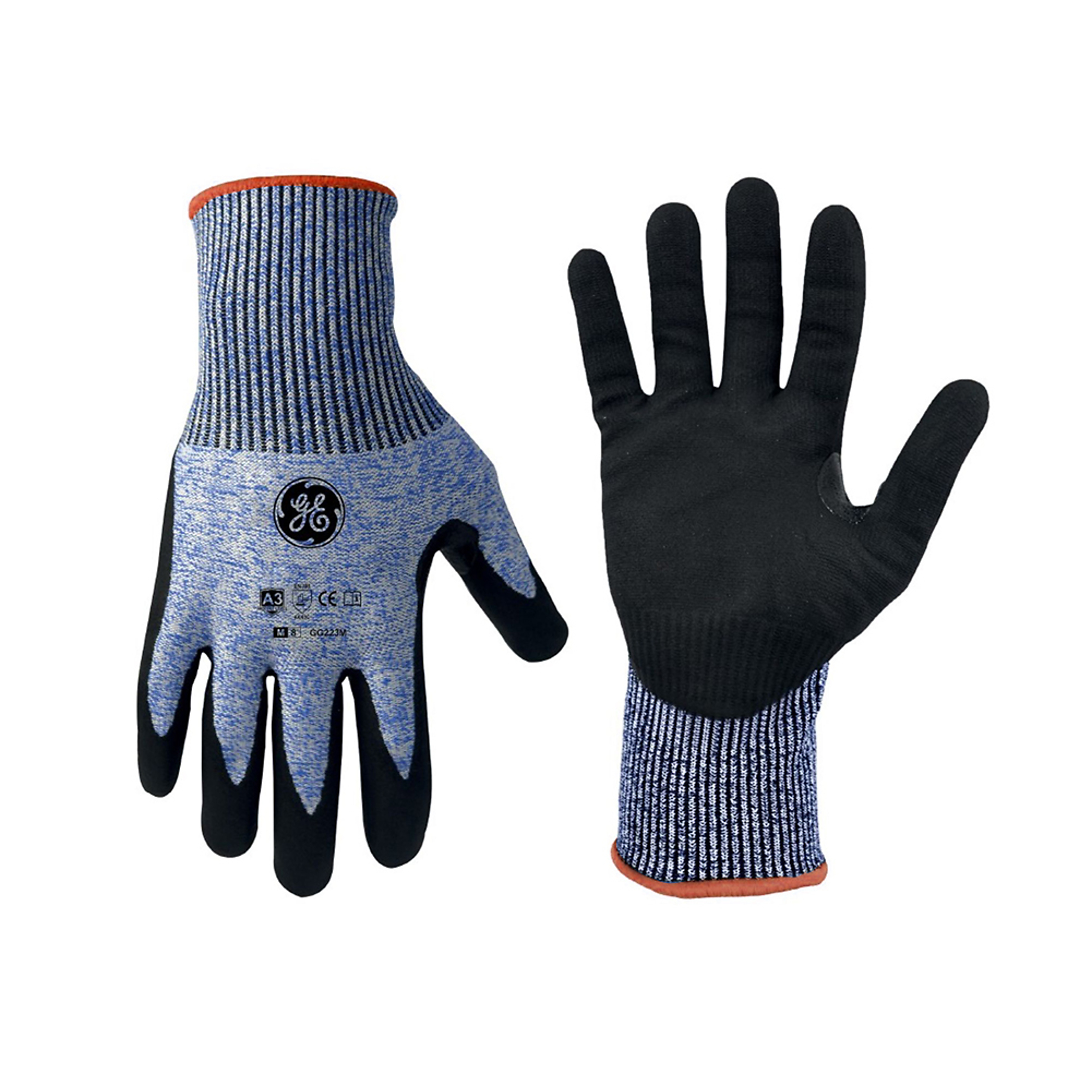 General Electric Micro Foam Nitrile Dipped Gloves, 13GA,1 Pair, M