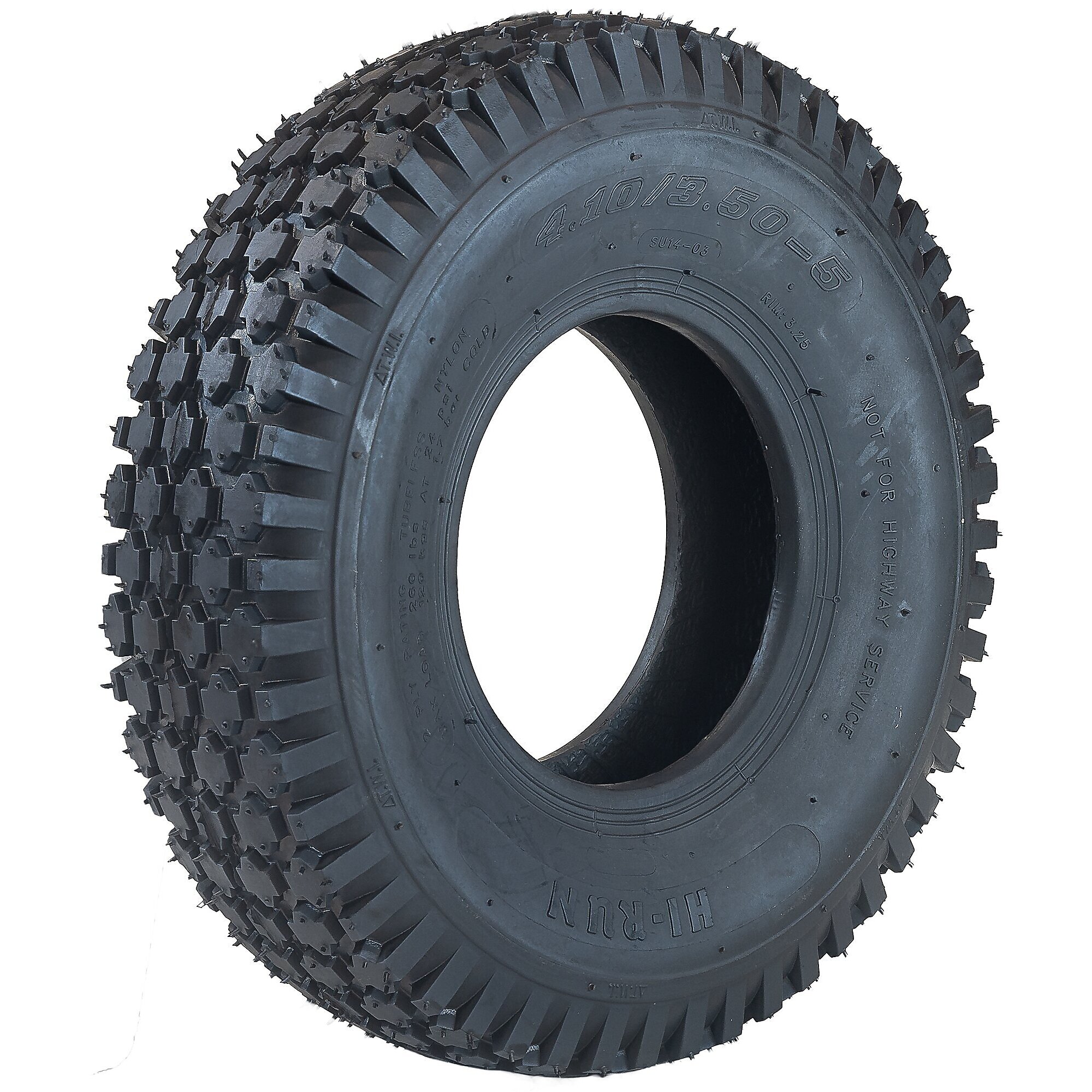 HI-RUN, Lawn Garden Tire, Stud, Tire Size 4.10/3.50-5 Load Range Rating A, Model# WD1049