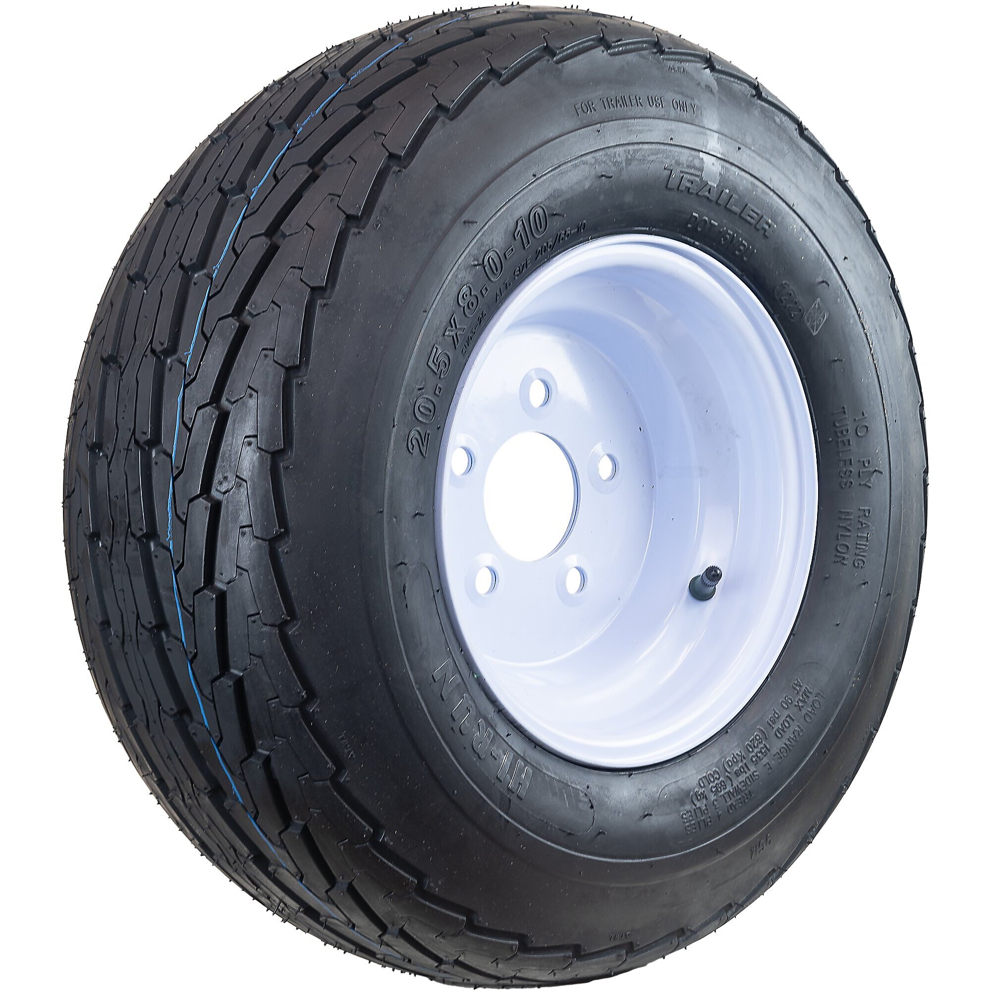 HI-RUN, Highway Trailer Tire Assembly, Bias-Ply, Tire Size 20.5/8-10 Load Range Rating E, Bolt Holes (qty.) 5 Model# ASB1048