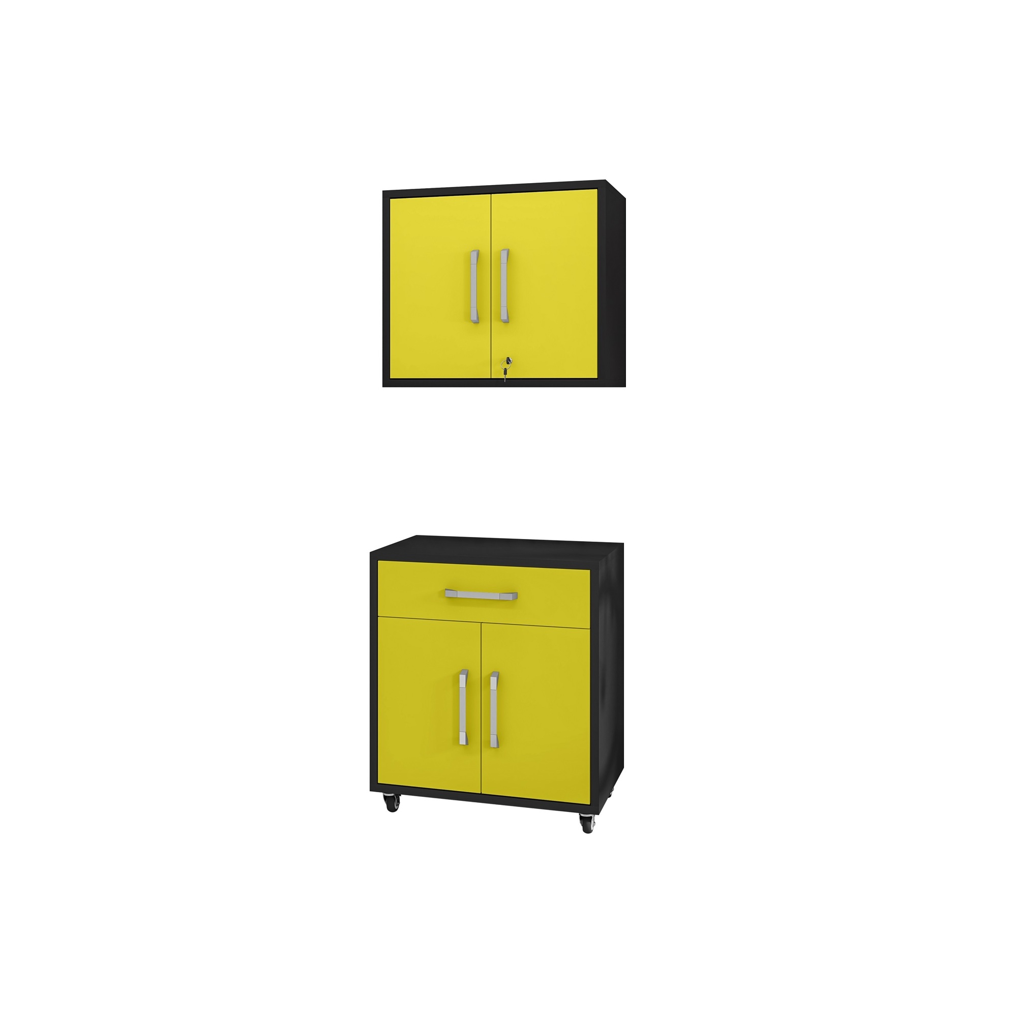 Manhattan Comfort, Eiffel 2-Piece Garage Set in Black and Yellow, Width 28.35 in, Height 60 in, Depth 17.72 in, Model# 2-256BMC