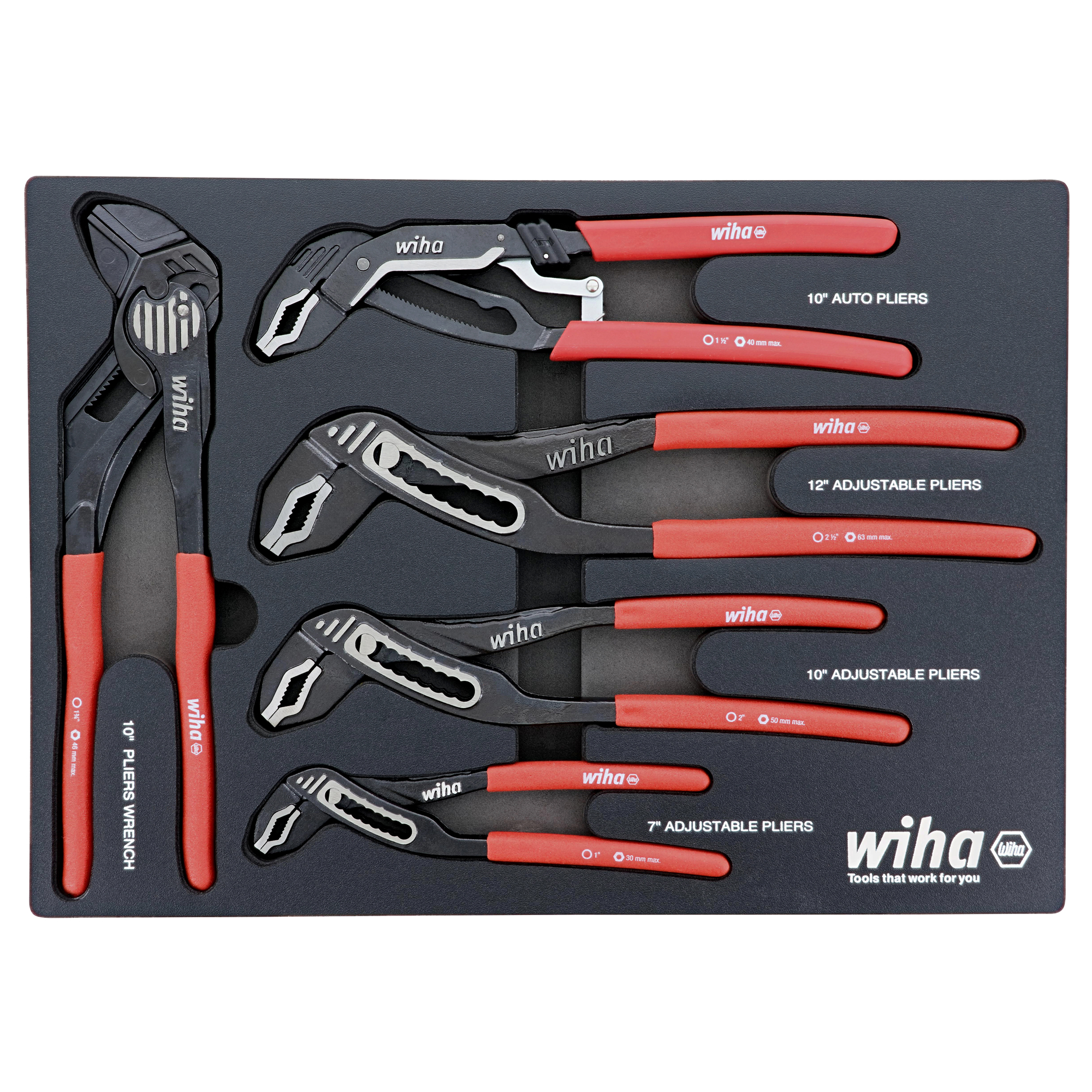 Wiha, 5 Pc Classic Grip V-Jaw Tongue Groove Pliers Set, Pieces (qty.) 6, Model# 34691