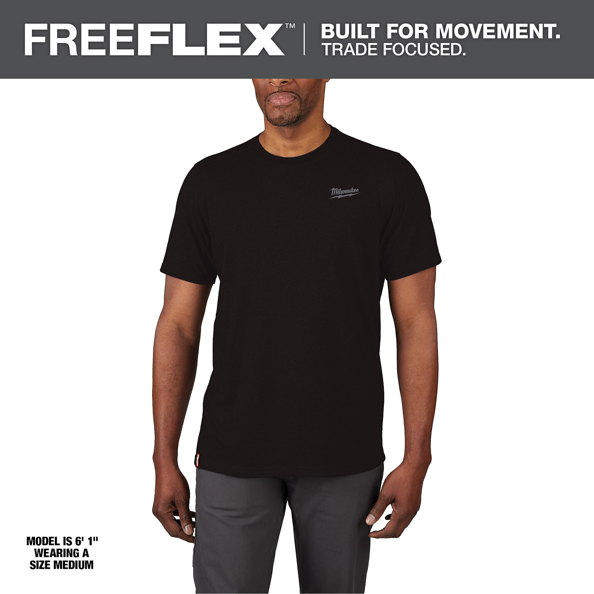 Milwaukee, FREEFLEX Hybrid Work T-Shirt - Short-Sleeve Black