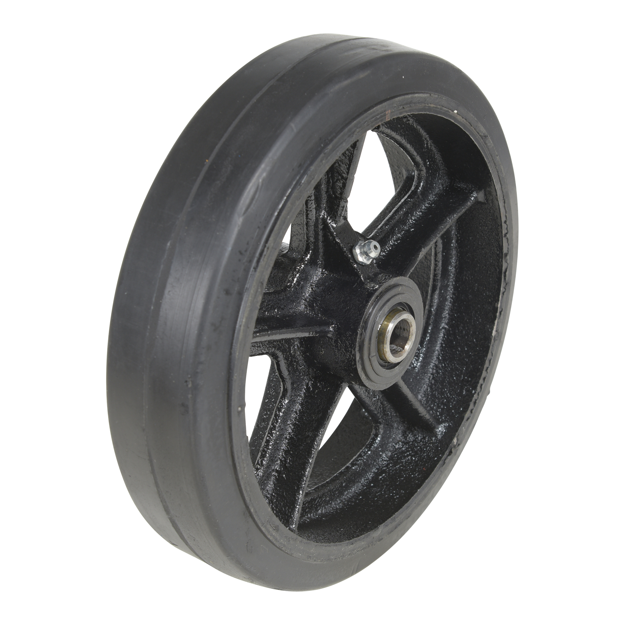 Vestil Mold-On Rubber Wheel - 8in. x 2in., Black, Zinc Plated, Model# WHL-MR-8X2