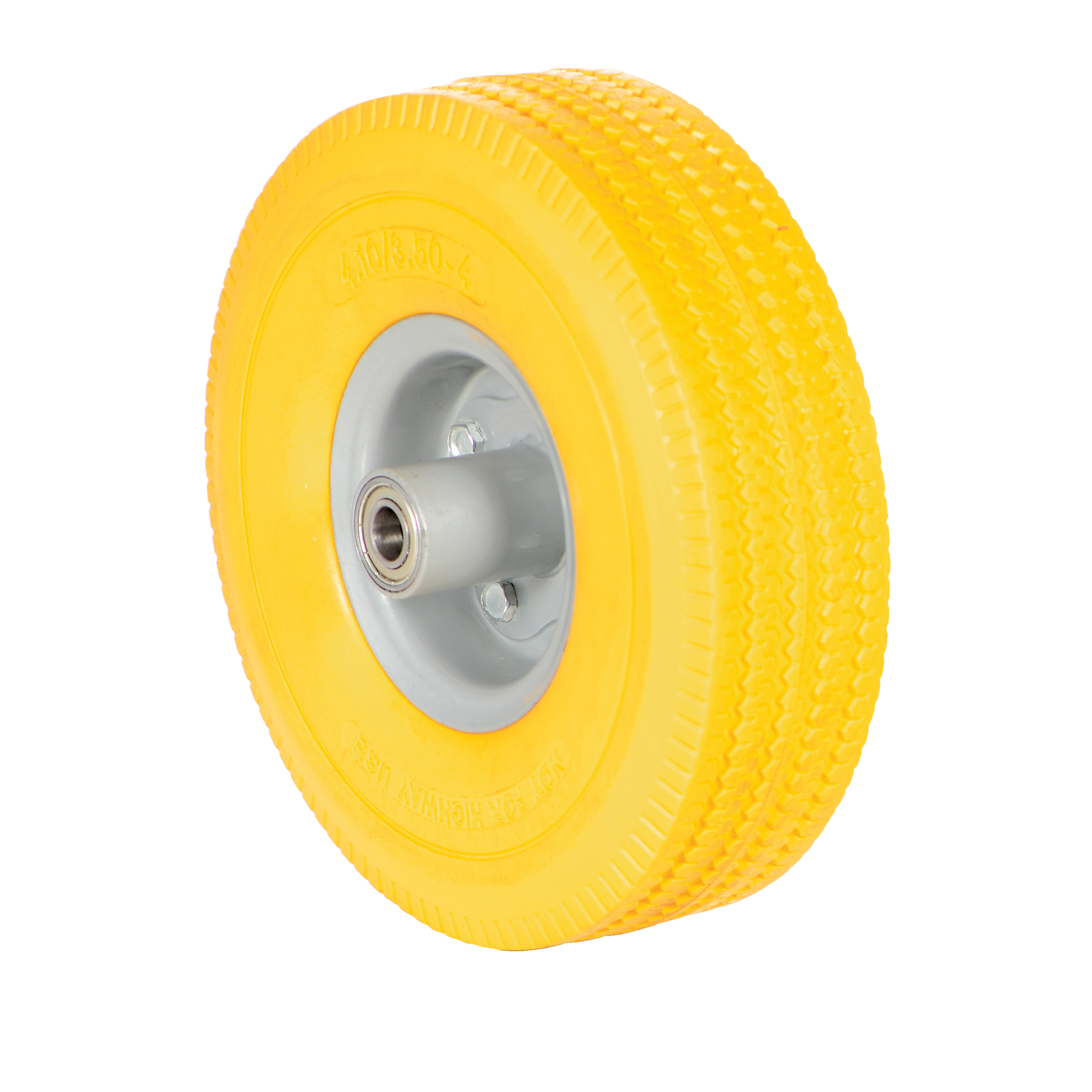Vestil Poly Solid Foam Wheel - 10in. Diameter, Yellow, Sawtooth Tread, Model# UFYL-10-WHL-58