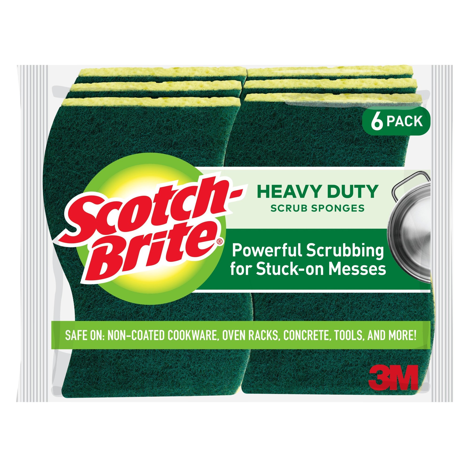 Scotch-Brite 3M, Heavy Duty Scrub Sponge 6 Pack, Included (qty.) 6, Height 2.1 in, Length 4.4 in, Model# 426