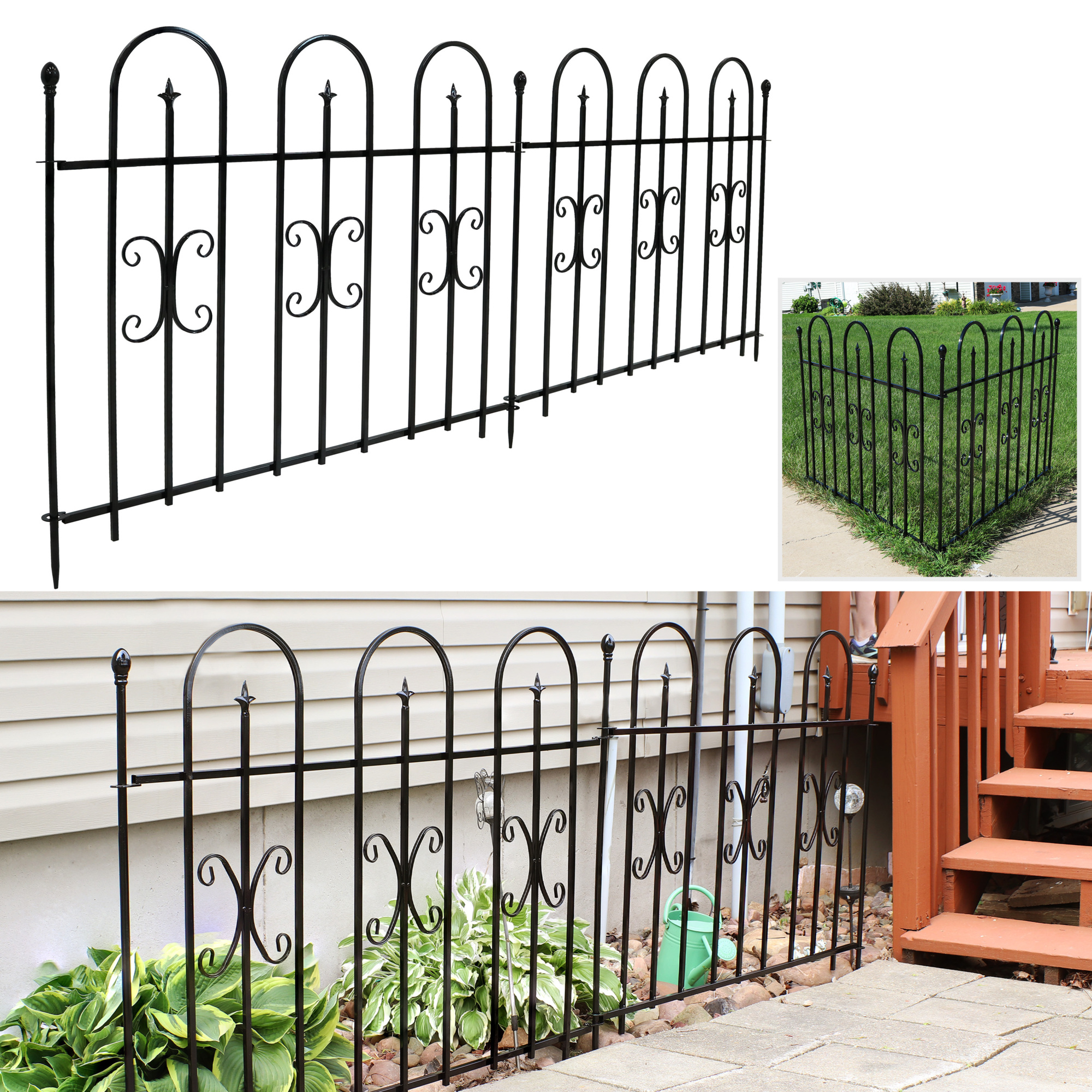 Sunnydaze Decor, 2Piece Black Iron Garden Border Fence, Model HMI795
