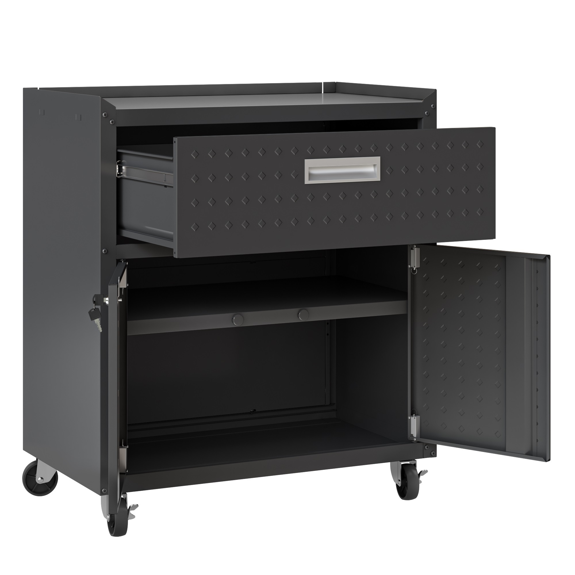 Manhattan Comfort, Fortress Mobile Garage in Charcoal Grey