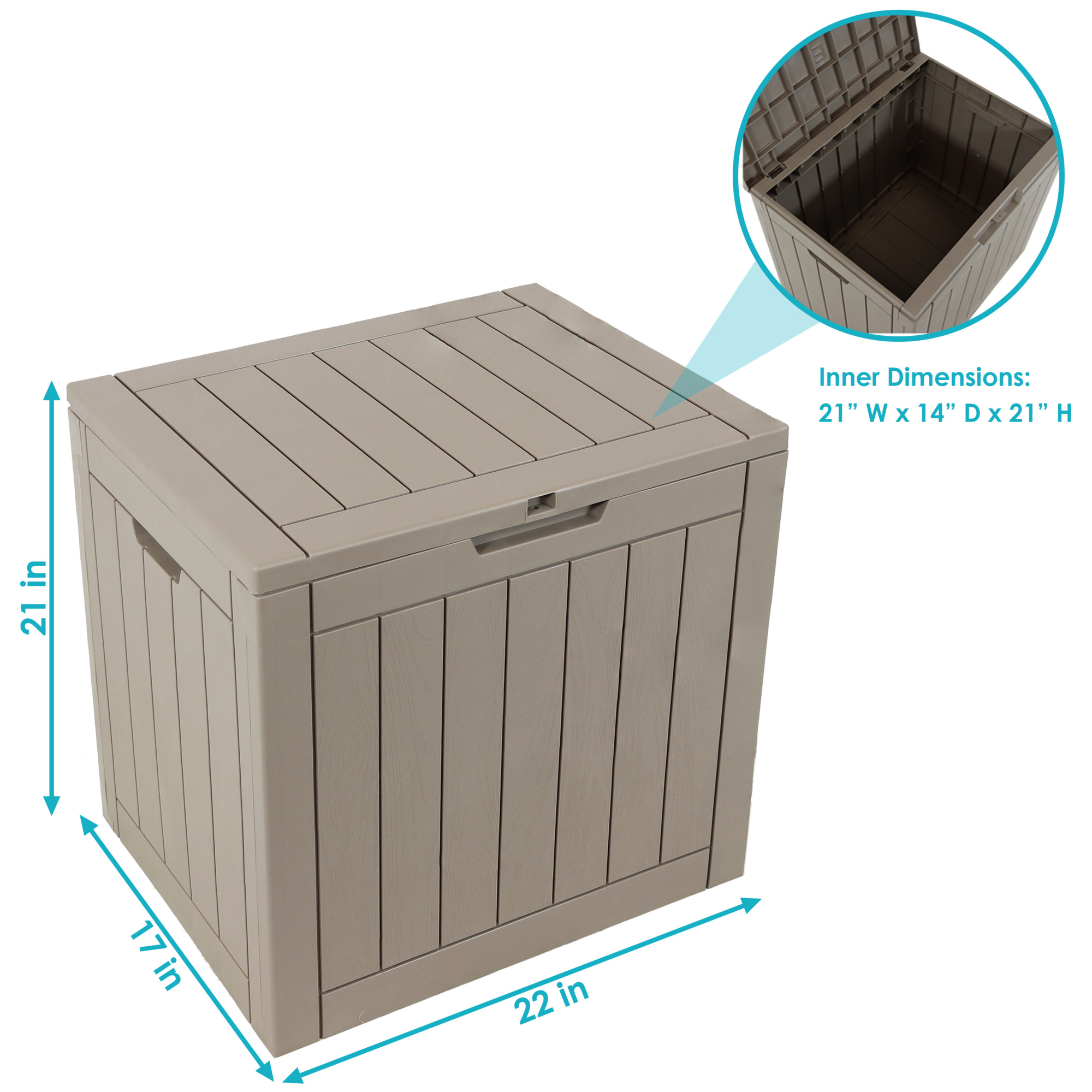 Sunnydaze Decor, Faux Wood Grain Outdoor Storage Box