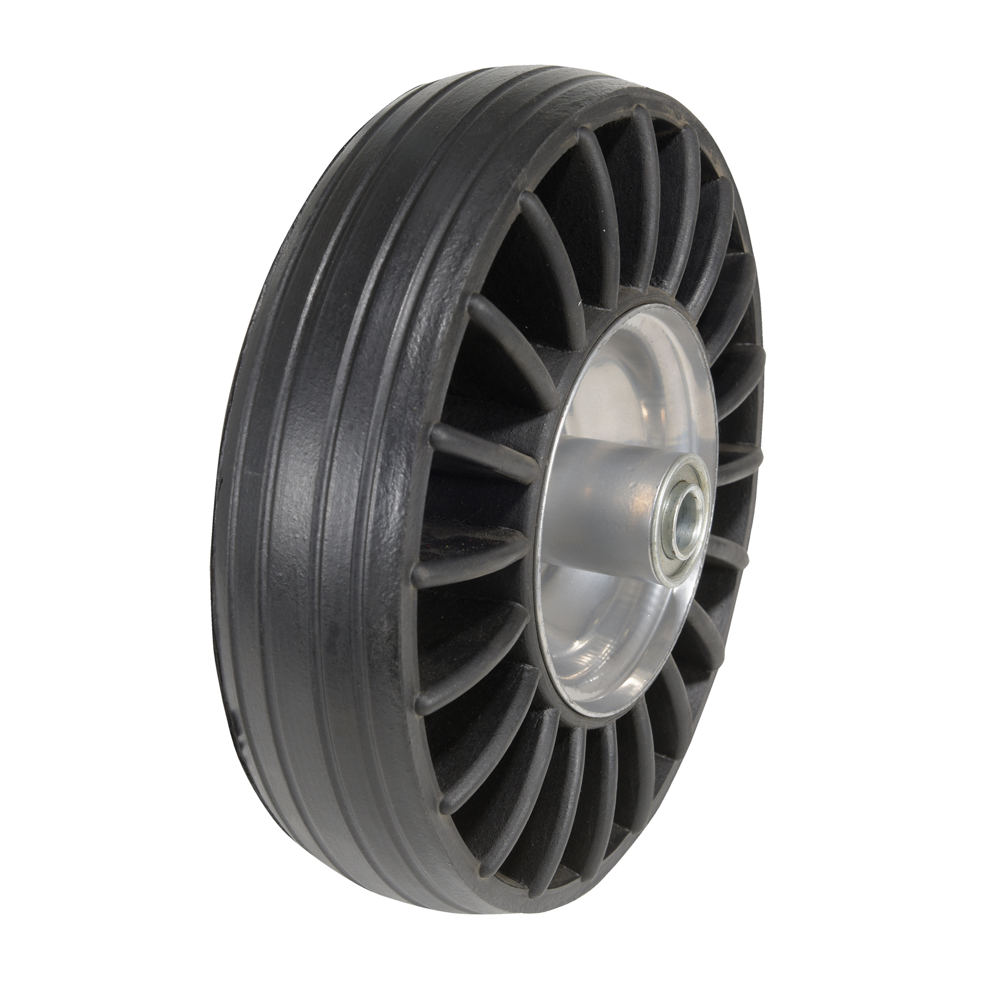Vestil Mold-On Rubber Shock Absorbing Wheel - 10in. Diameter, Steel Hubs, Model# SAW-10