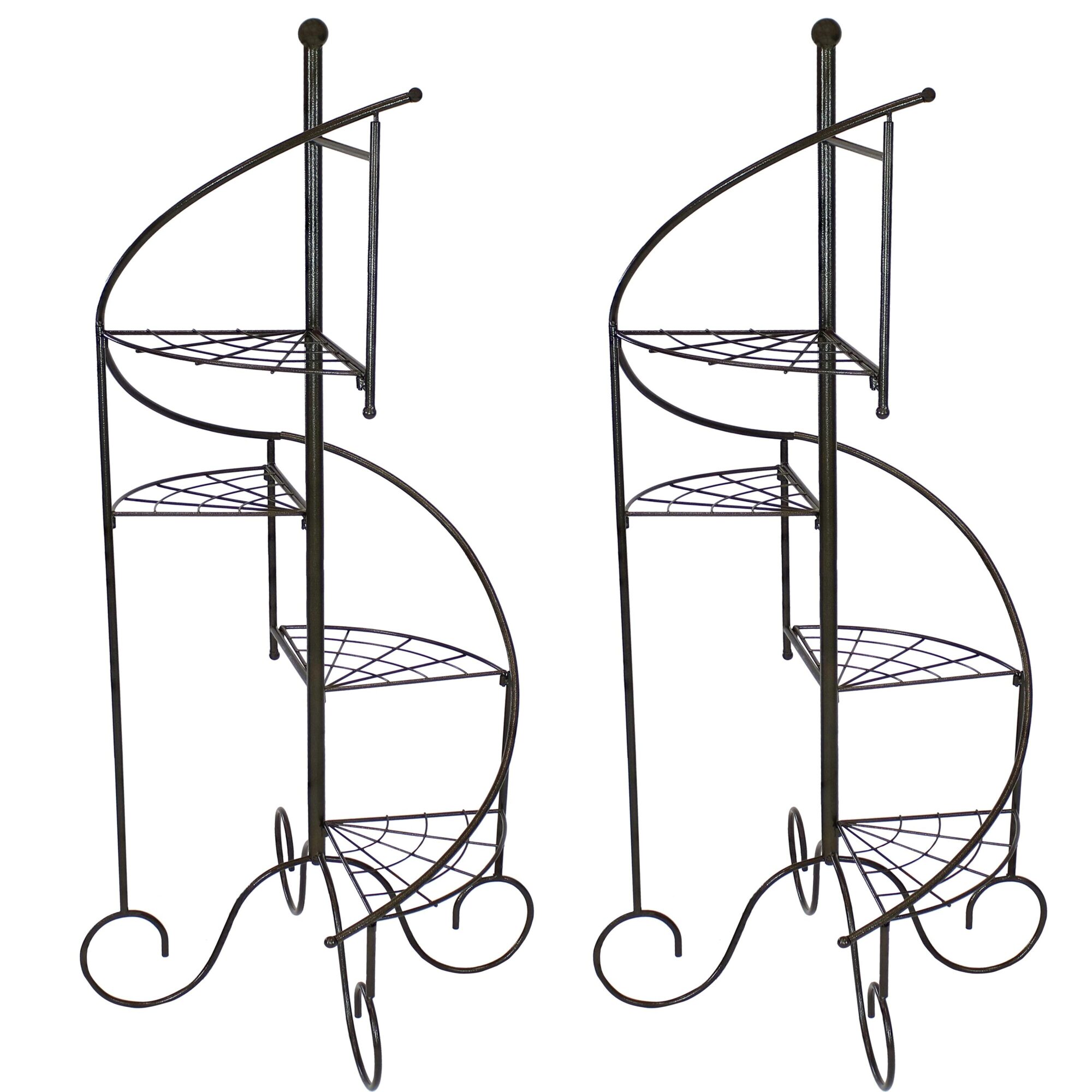 Sunnydaze Decor, 2 Spiral Staircase Metal Plant Stands, Table Shape Other, Primary Color Black, Height 56.25 in, Model# HMI-733