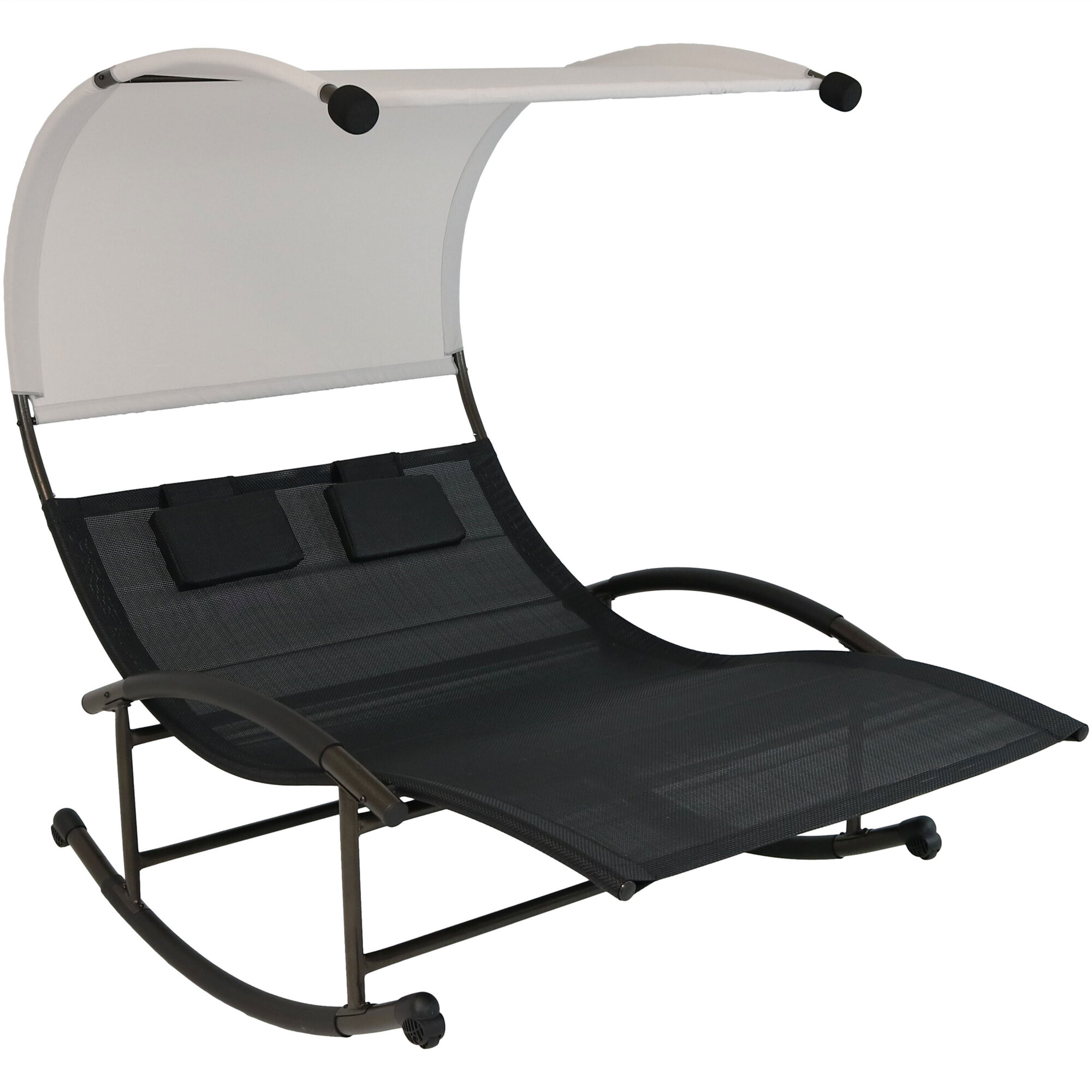 Sunnydaze Decor, Black Chaise Rocking Lounge, Primary Color Black, Material PVC, Width 55 in, Model# PL-625