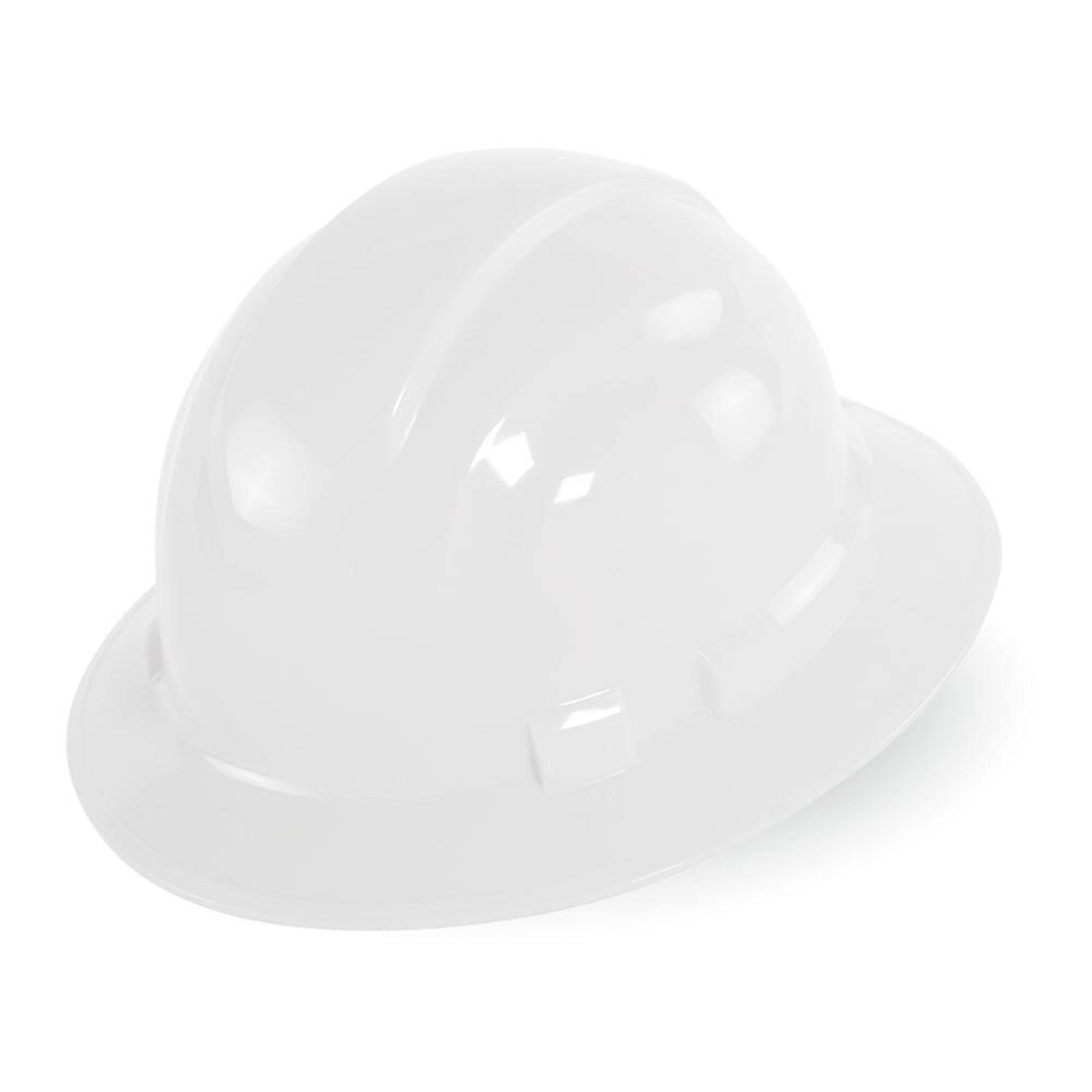 Bullhead Safety, White, Class E, Unvented, Full Brim Style, Hard Hat