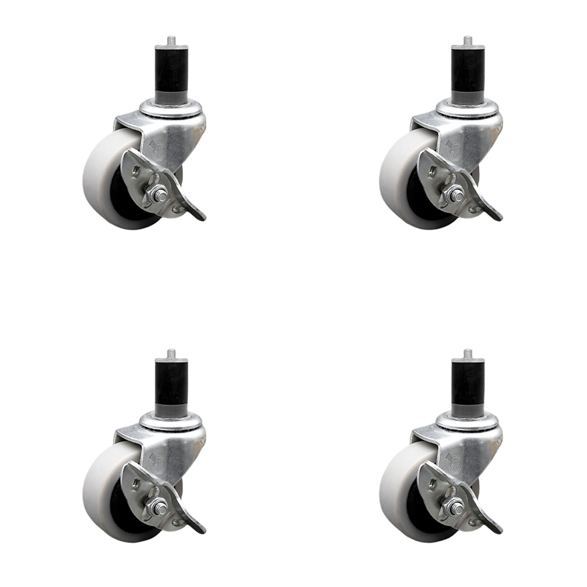Service Caster, 2in. Stem Casters, Wheel Diameter 2 in, Caster Type Swivel, Package (qty.) 4, Model# SCC-EX05S210-TPRS-SLB-158-4