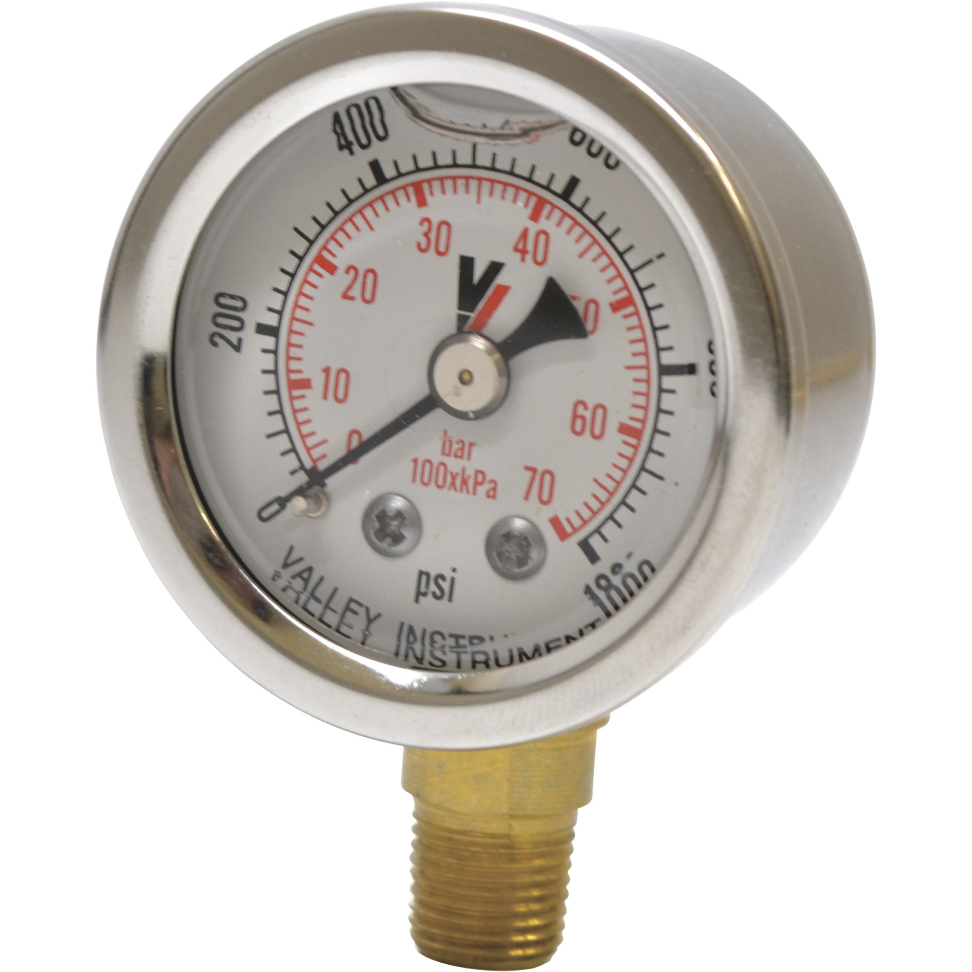 Valley Industries, 1.5in. Bottom Mt Gauge 1000PSI, Case Material Stainless Steel, Min. Operating Pressure 0 PSI, Max. Operating Pressure 1000 PSI, Model# 0140GXB1000