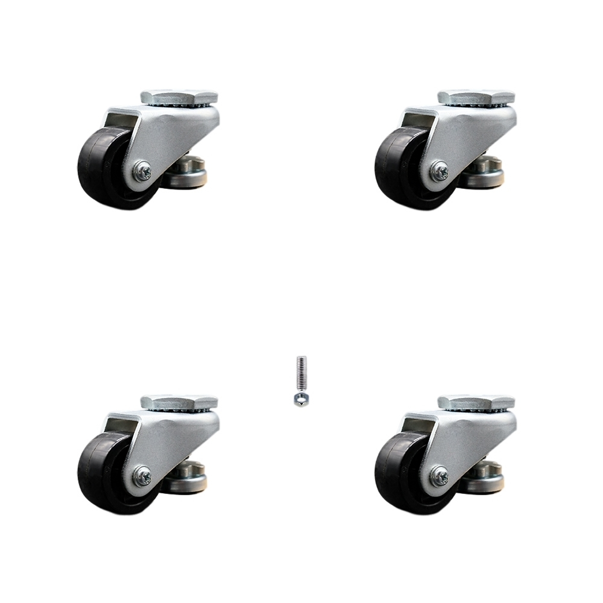 Service Caster, 2in. Stem Casters, Wheel Diameter 2 in, Caster Type Swivel, Package (qty.) 4, Model# SCC-TSLV20S50-NYR-220-ZC-4
