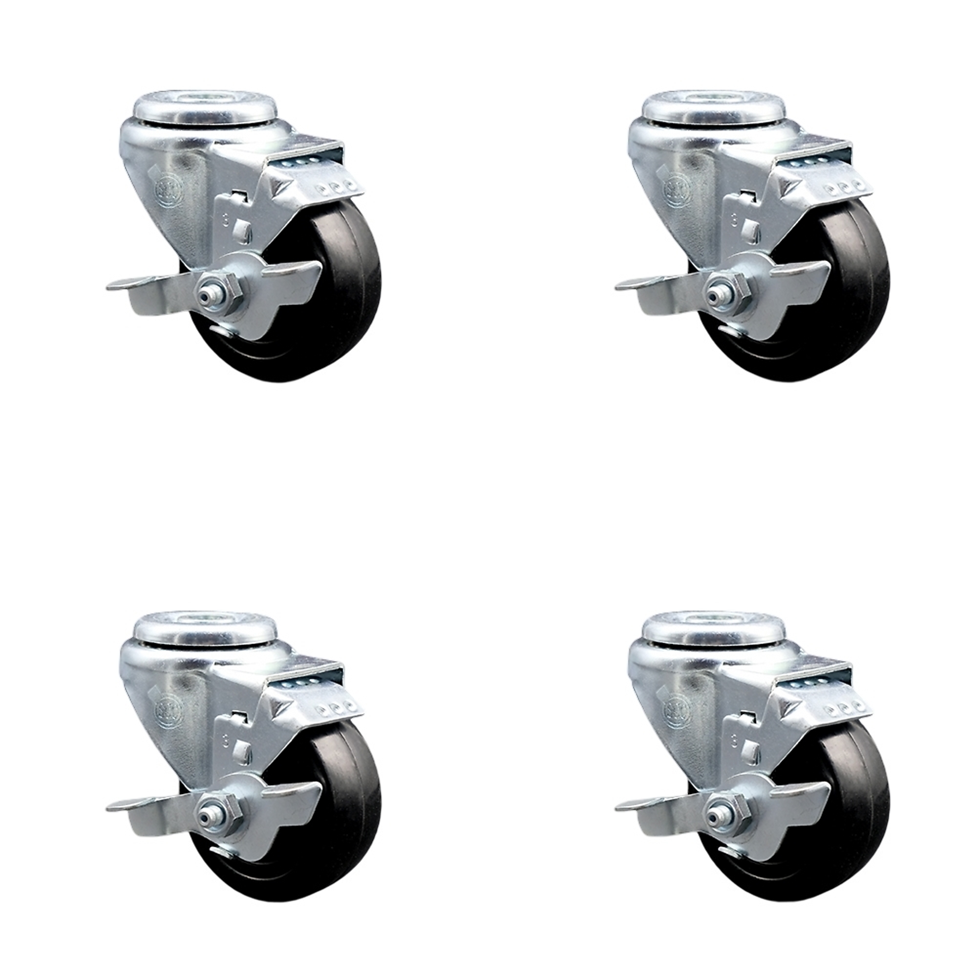 Service Caster, 3in. x 1 1/4in. Stem Casters, Wheel Diameter 3 in, Caster Type Swivel, Package (qty.) 4, Model# SCC-BH20S314-HRS-TLB-4