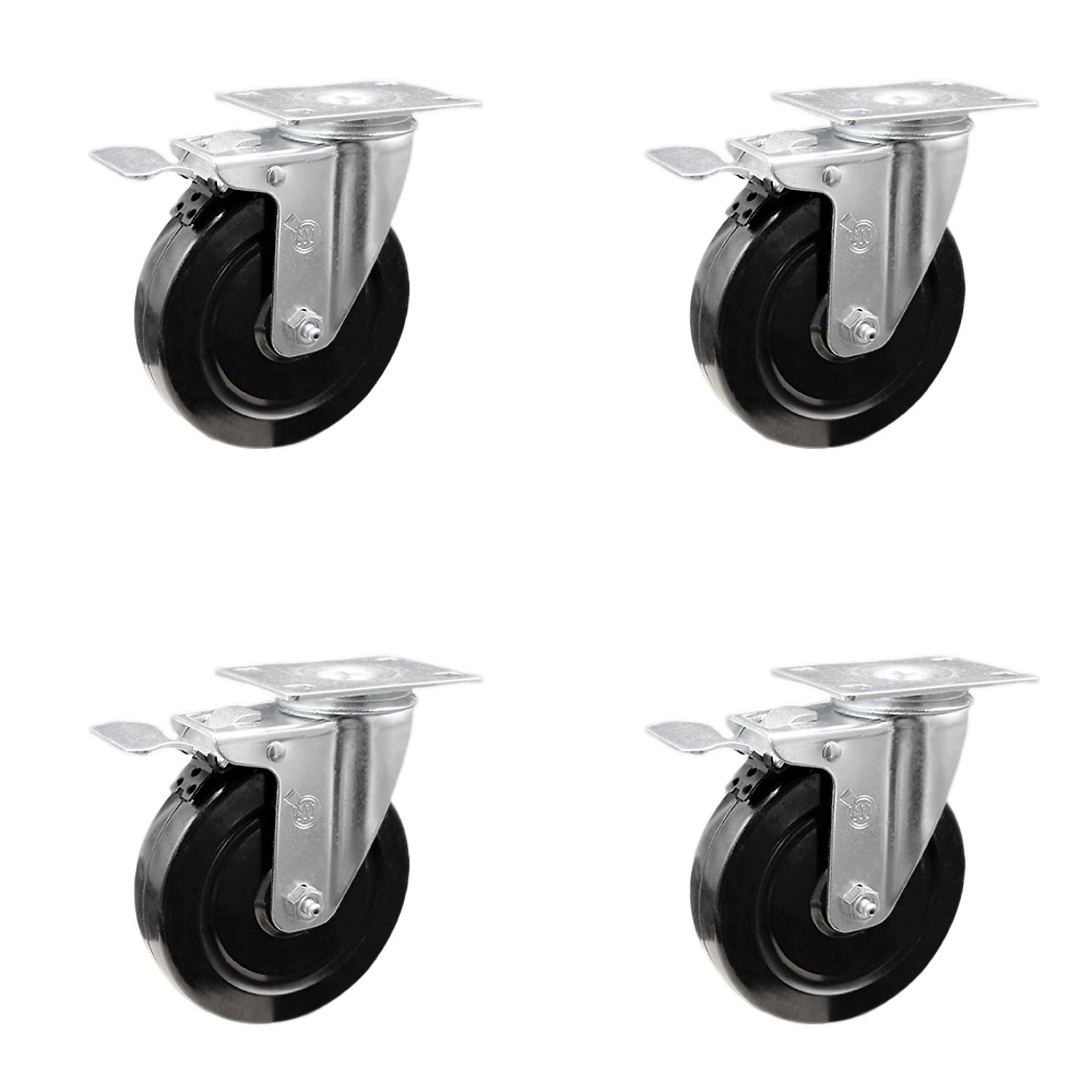 Service Caster, 5in. x 1 1/4in. Plate Casters, Wheel Diameter 5 in ...