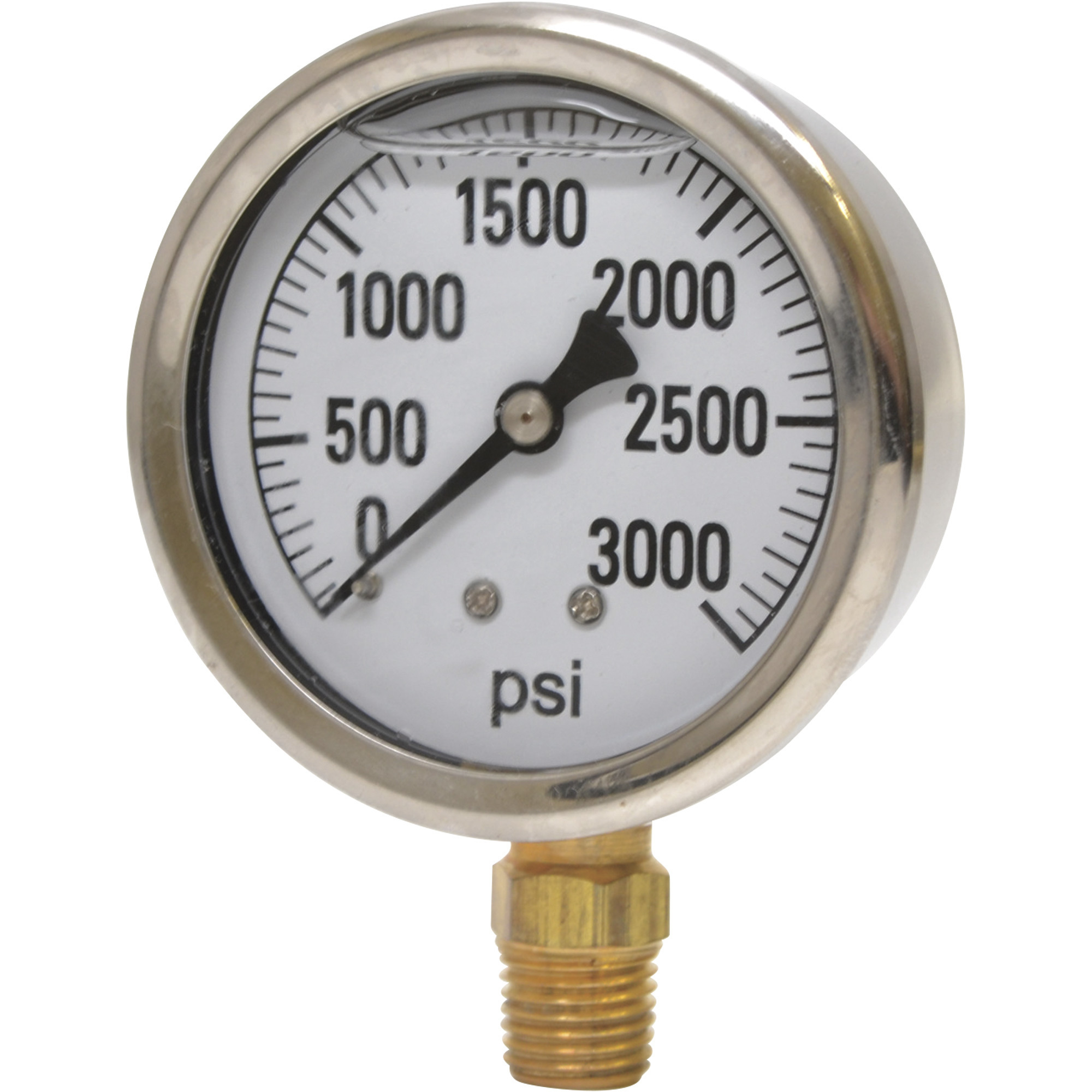 Valley Instrument, 0-3000 PSI,S STL LIQUID GAUGE, Case Material Stainless Steel, Min. Operating Pressure 0 PSI, Max. Operating Pressure 3000 PSI
