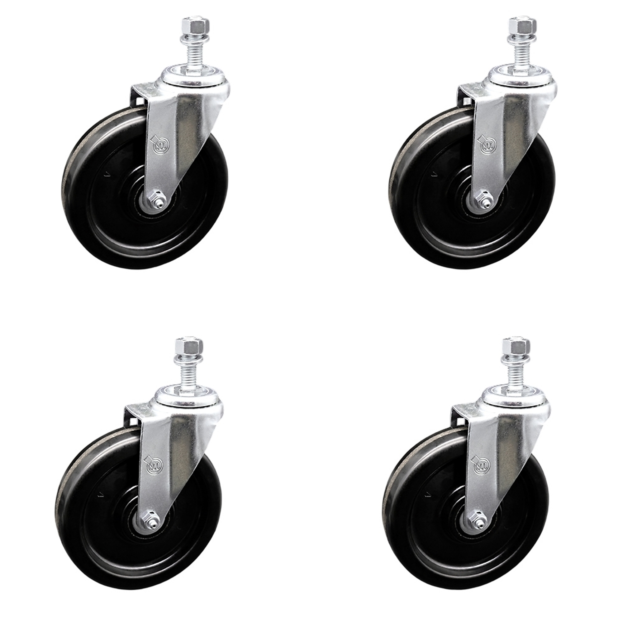 Service Caster, 6in. x 1 1/2in. Stem Casters, Wheel Diameter 6 in, Caster Type Swivel, Package (qty.) 4, Model# SCC-TS20S615-PHR-M1215-4