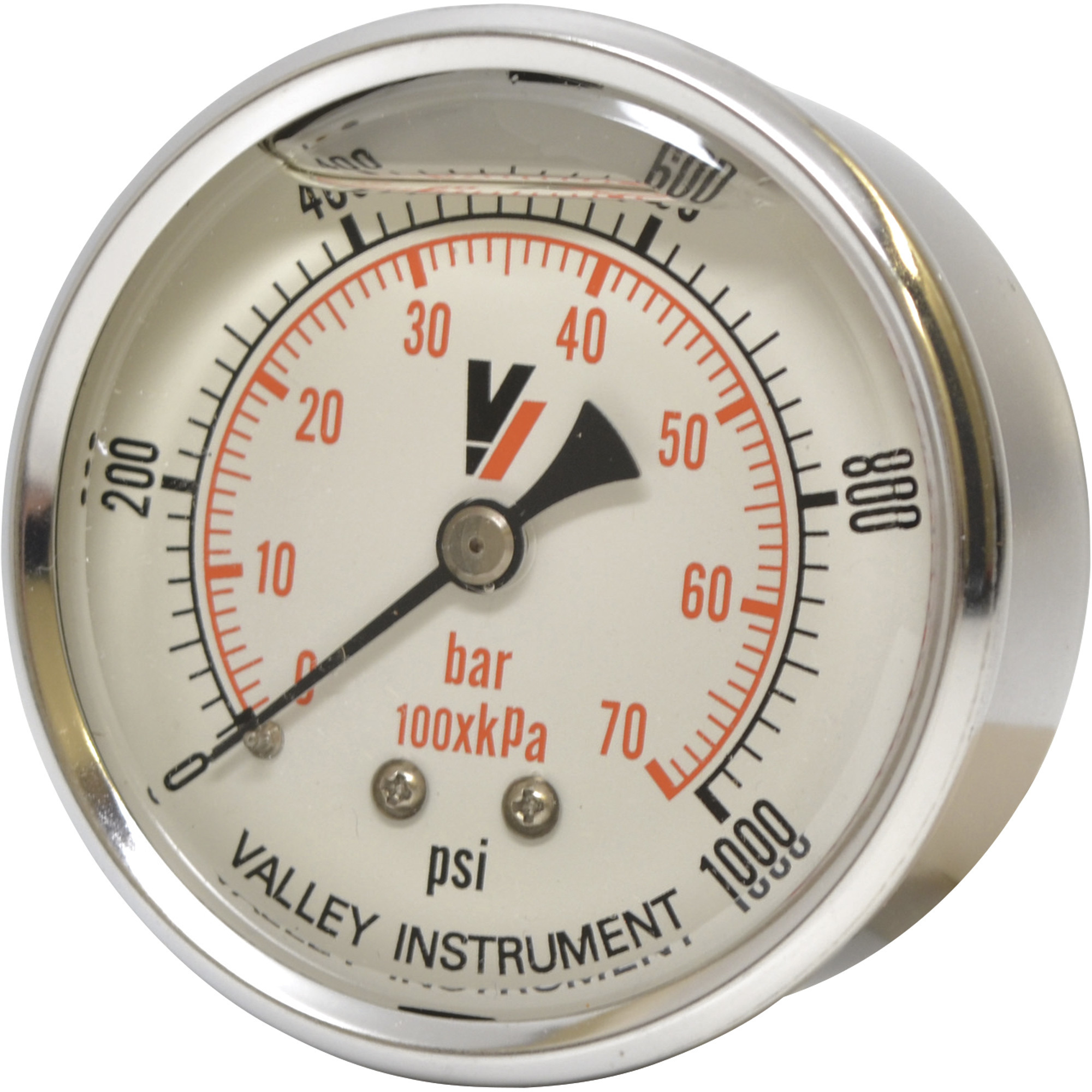 Valley Industries, 2.5in. Back Mt Gauge 1000PSI, Case Material Stainless Steel, Min. Operating Pressure 0 PSI, Max. Operating Pressure 1000 PSI, Model# 2240GXB1000