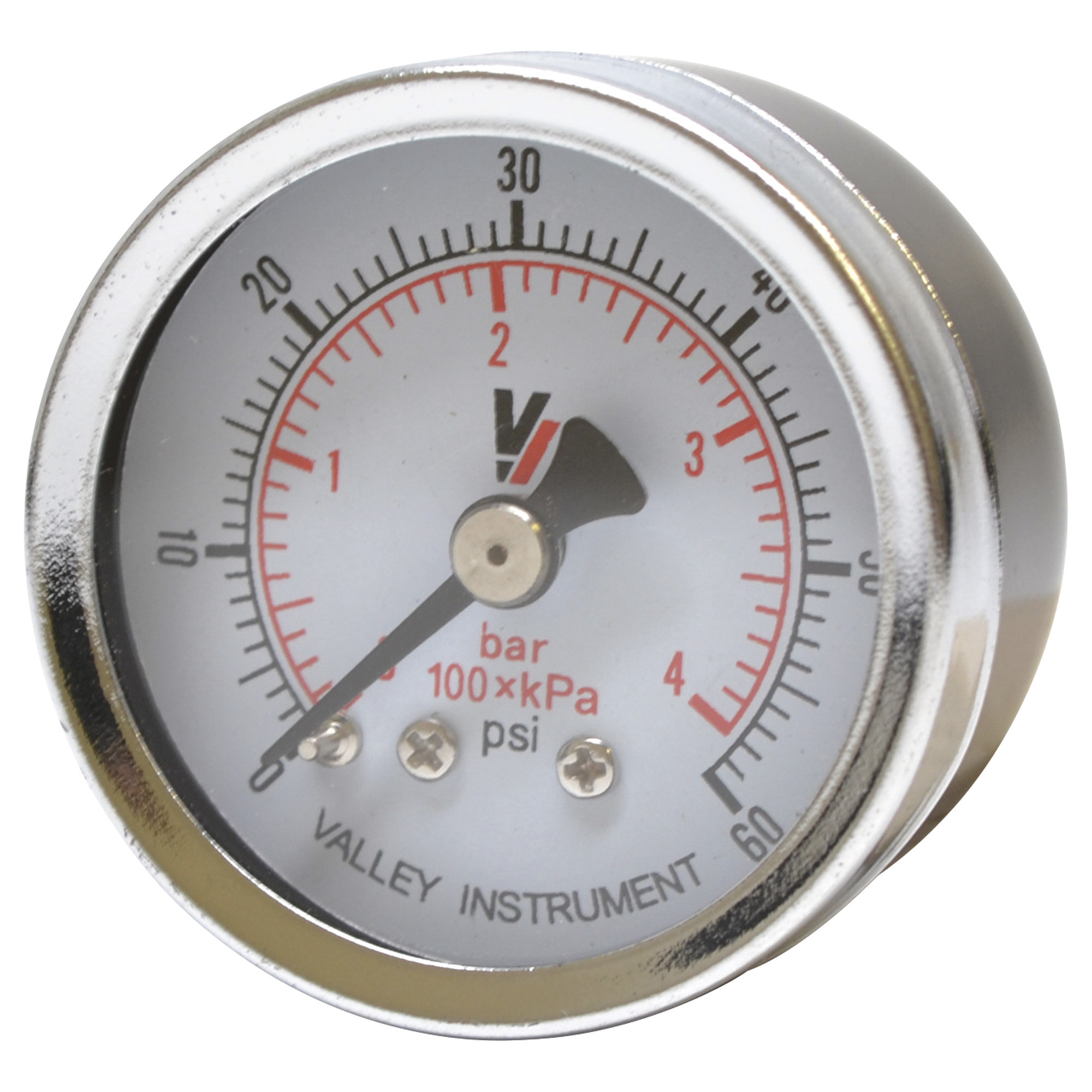 Valley Industries, 1.5in. Back Mt Gauge 60PSI, Case Material Steel, Min. Operating Pressure 0 PSI, Max. Operating Pressure 60 PSI, Model# 0220DSB60