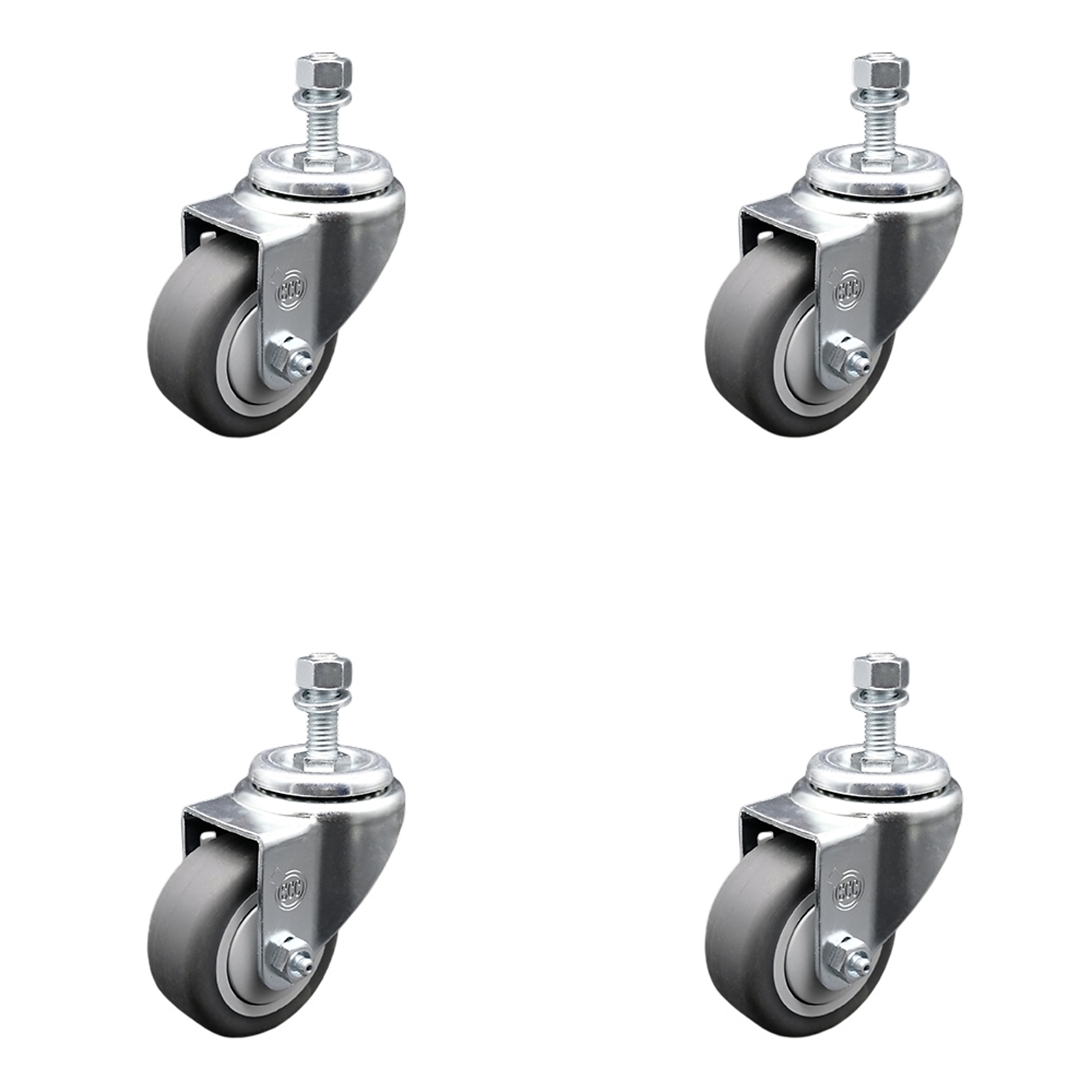 Service Caster, 3in. x 1 1/4in. Stem Casters, Wheel Diameter 3 in, Caster Type Swivel, Package (qty.) 4, Model# SCC-TS20S314-TPRB-M1215-4