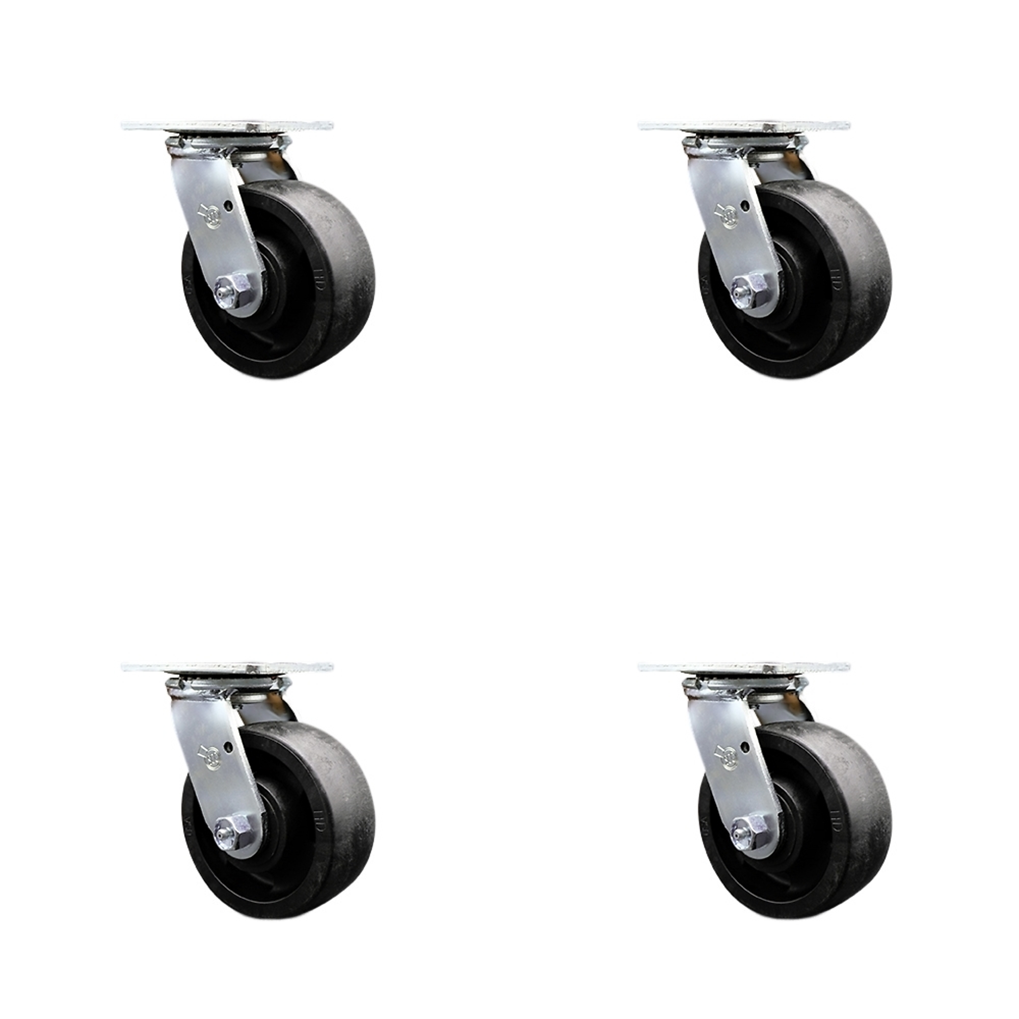 Service Caster, 5in. x 2in. Plate Casters, Wheel Diameter 5 in, Caster Type Swivel, Package (qty.) 4, Model# SCC-30CS520-GFNR-BSL-4