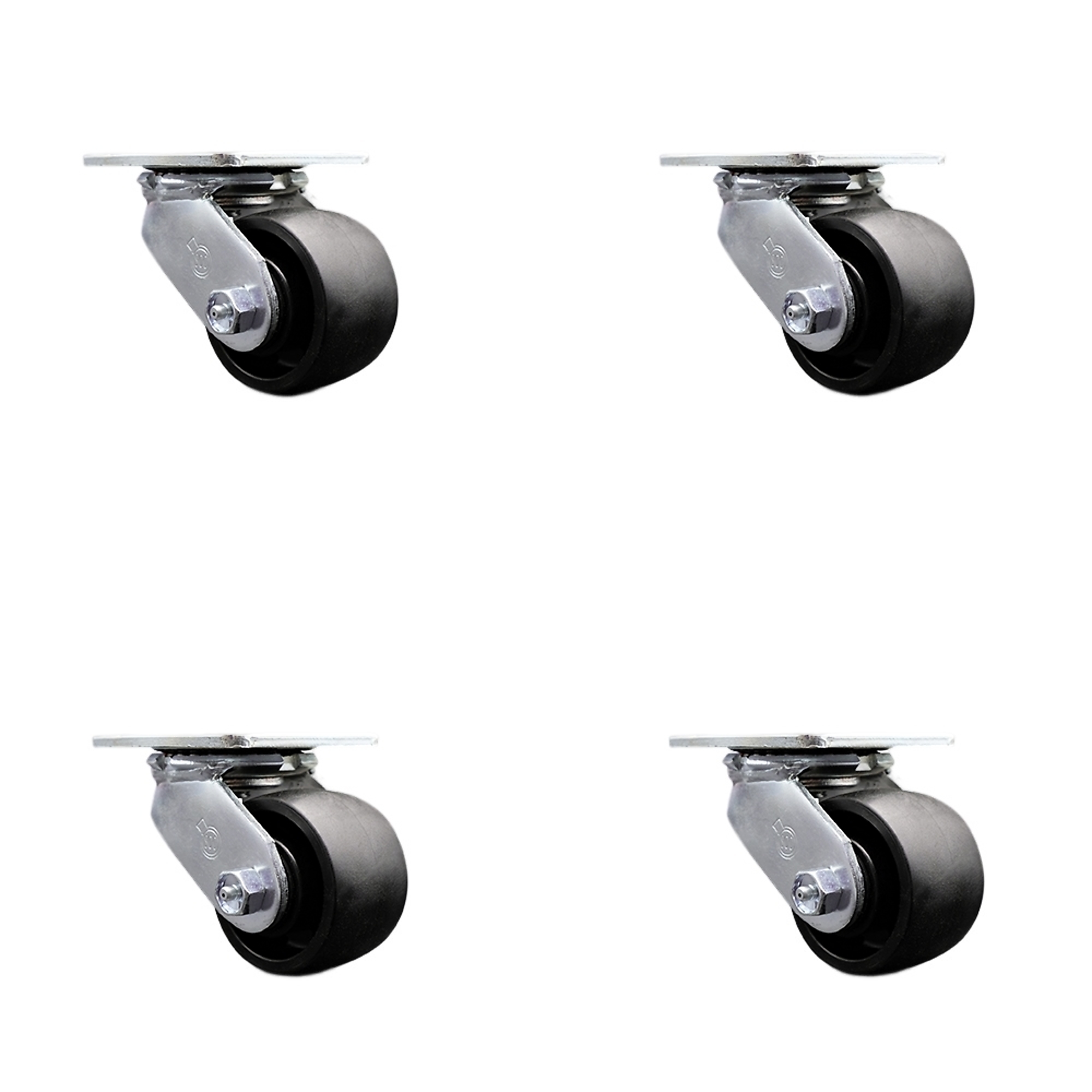 Service Caster, 3 1/4in. x 2in. Plate Casters, Wheel Diameter 3.25 in, Caster Type Swivel, Package (qty.) 4, Model# SCC-30CS3420-GFNR-BSL-4