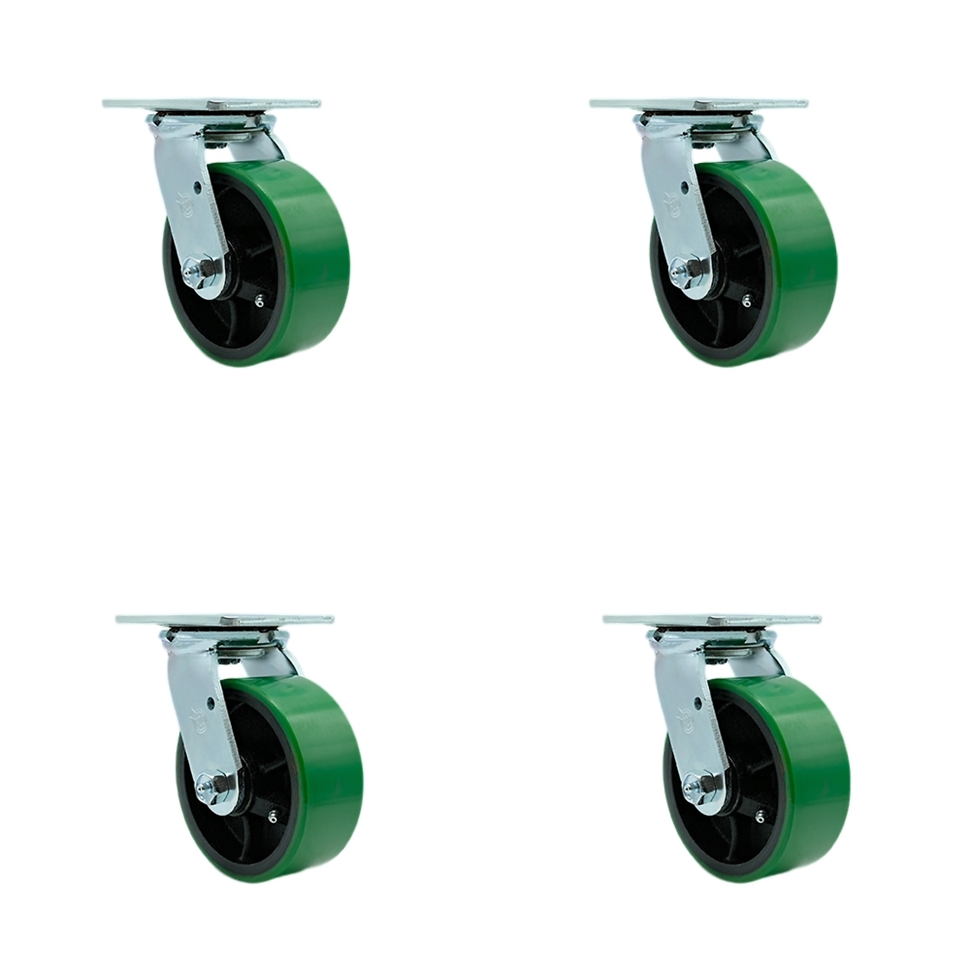 Service Caster, 5in. x 2in. Plate Casters, Wheel Diameter 5 in, Caster Type Swivel, Package (qty.) 4, Model# SCC-30CS520-PUR-GB-BSL-4