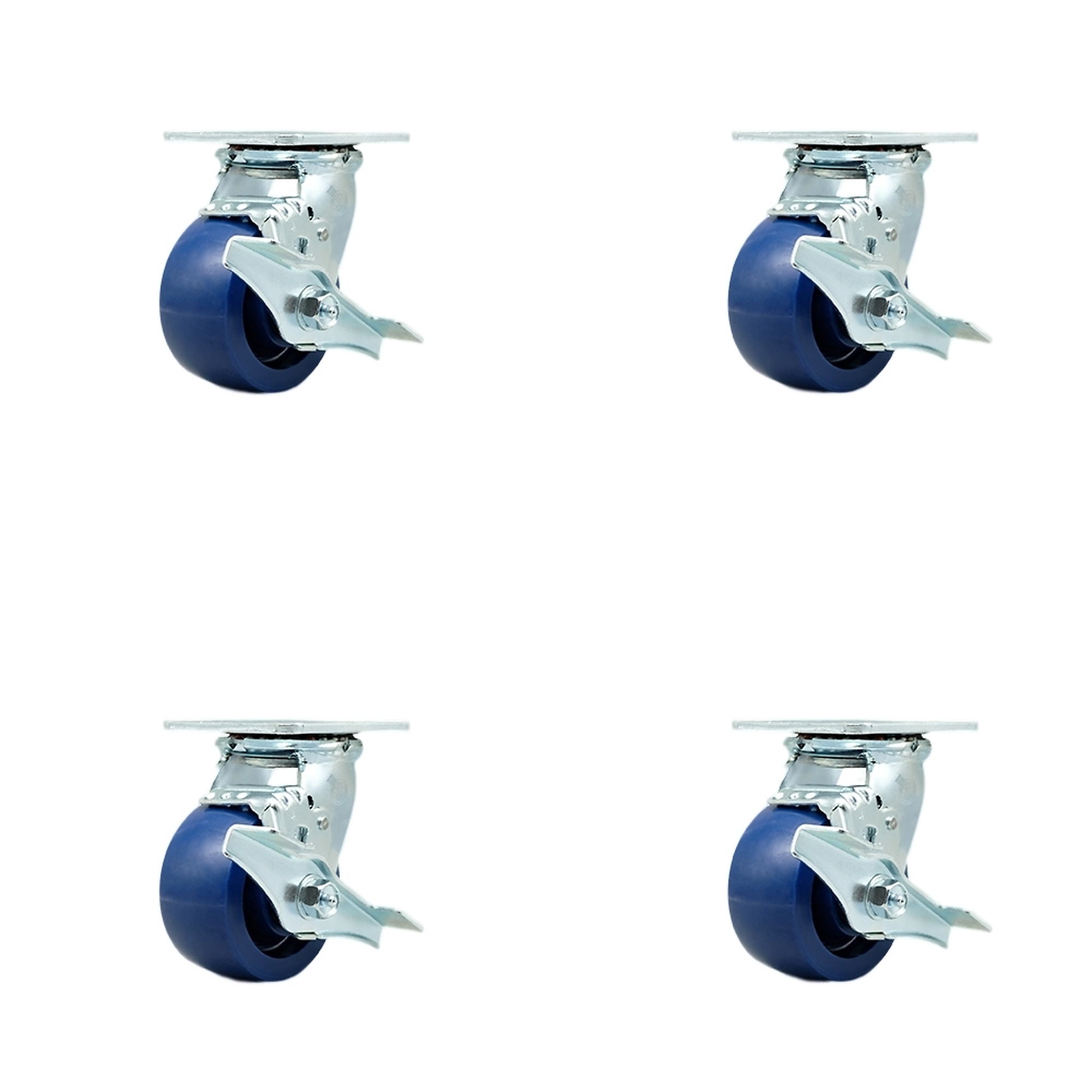 Service Caster, 4in. x 2in. Plate Casters, Wheel Diameter 4 in, Caster Type Swivel, Package (qty.) 4, Model# SCC-30CS420-SPUR-TLB-BSL-4