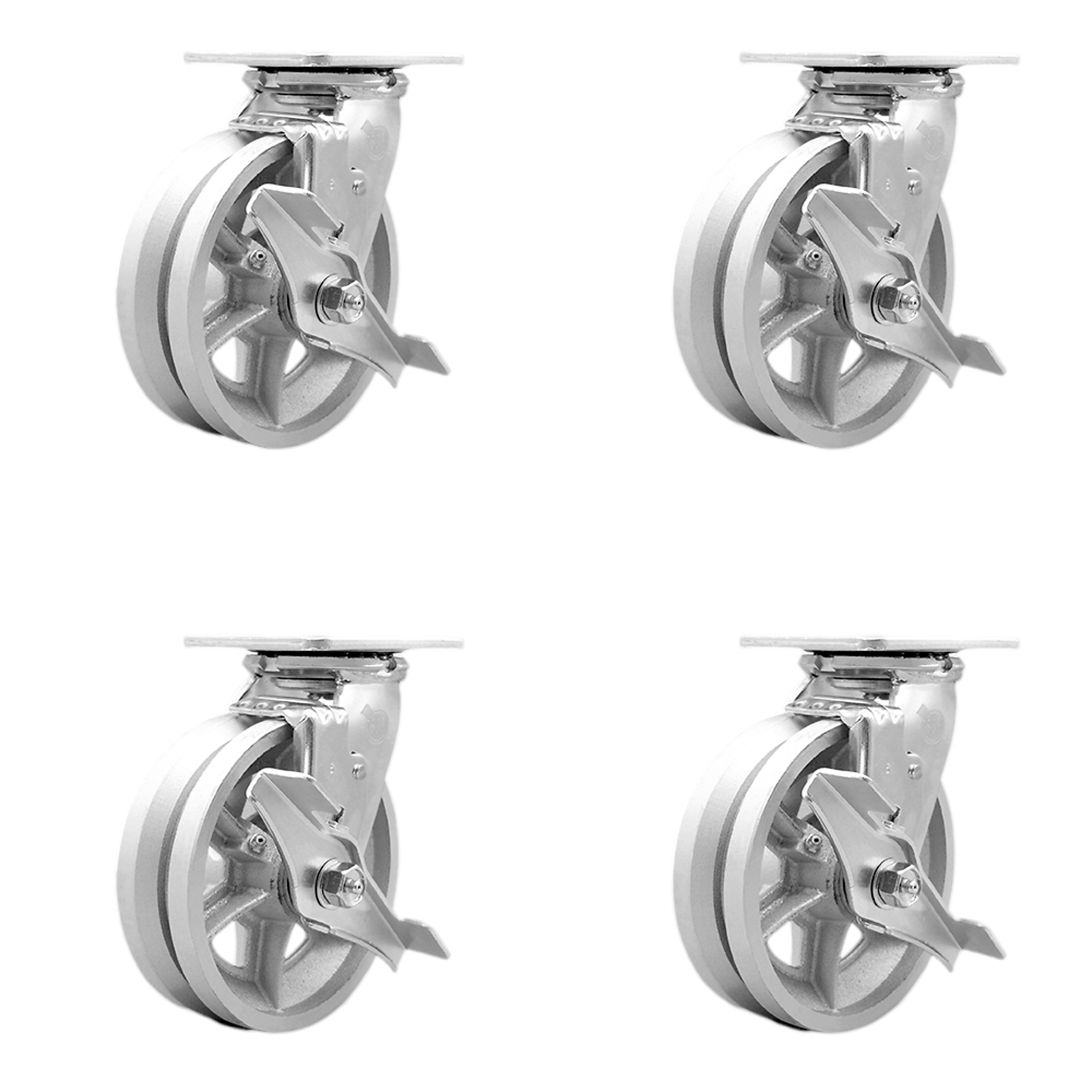 Service Caster, 6in. x 2in. Plate Casters, Wheel Diameter 6 in, Caster Type Swivel, Package (qty.) 4, Model# SCC-30CS620-VGR-TLB-BSL-4