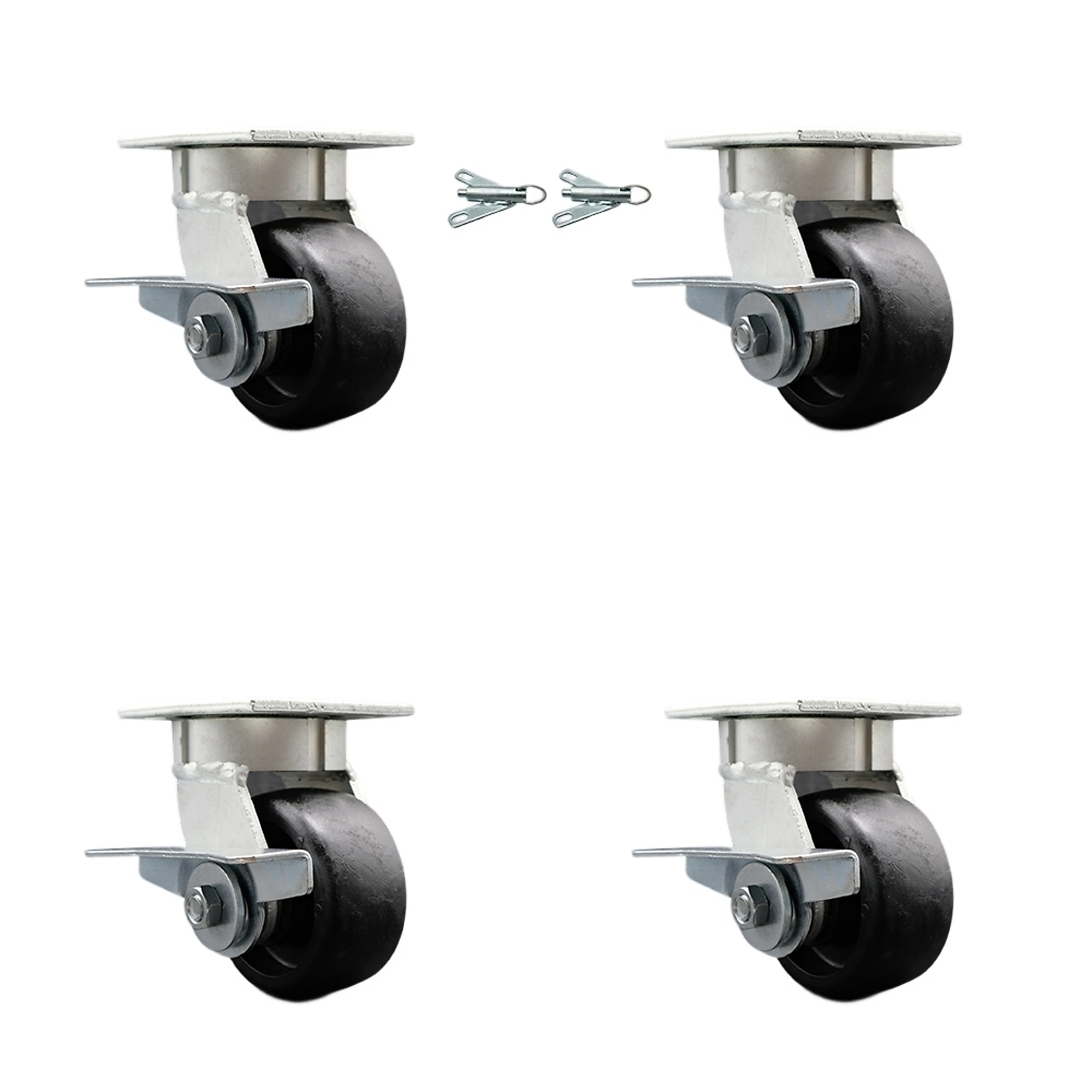 Service Caster, 4in. x 2in. Plate Casters, Wheel Diameter 4 in, Caster ...