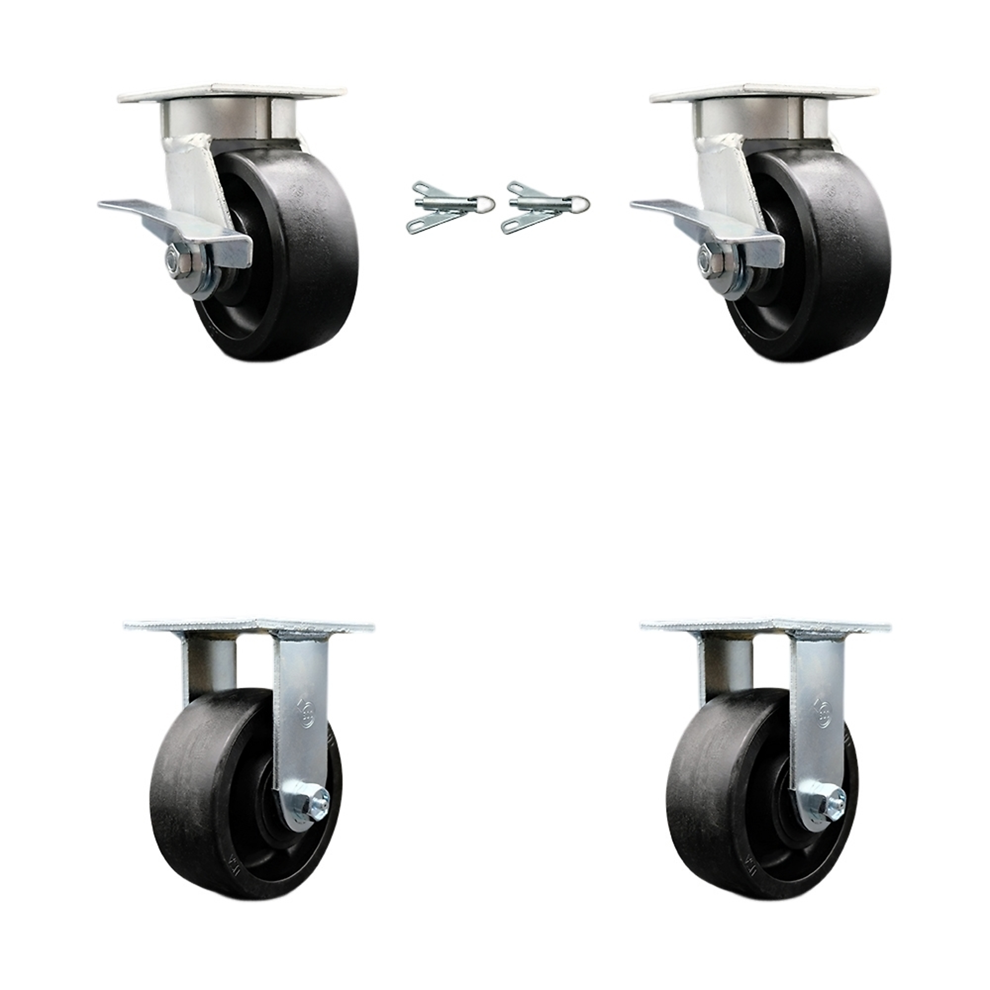 Service Caster, 5in. x 2in. Plate Casters, Wheel Diameter 5 in, Caster Type Swivel, Package (qty.) 4, Model# SCC-KP30S520-GFNR-SLB-BSL-2-R-2