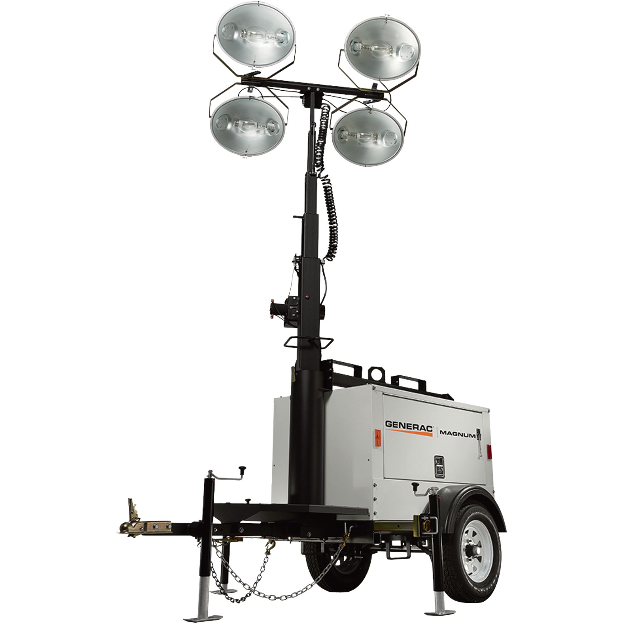 Generac Magnum MLT3060M Mobile Portable Light Tower — 6000 Watts, Mitsubishi Engine, Manual Winch, Standard Mast, Model# 6795