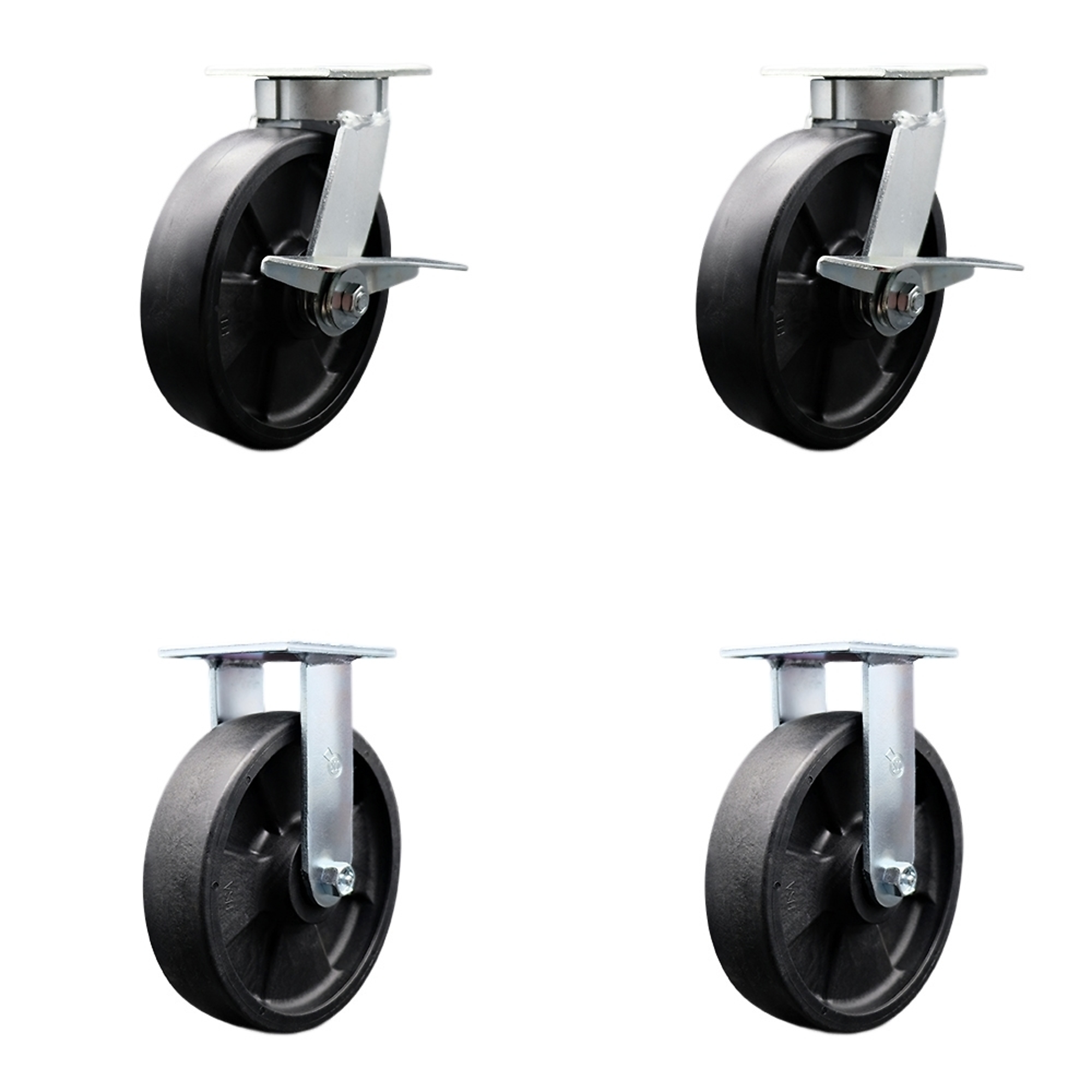 Service Caster, 8in. x 2in. Plate Casters, Wheel Diameter 8 in, Caster ...