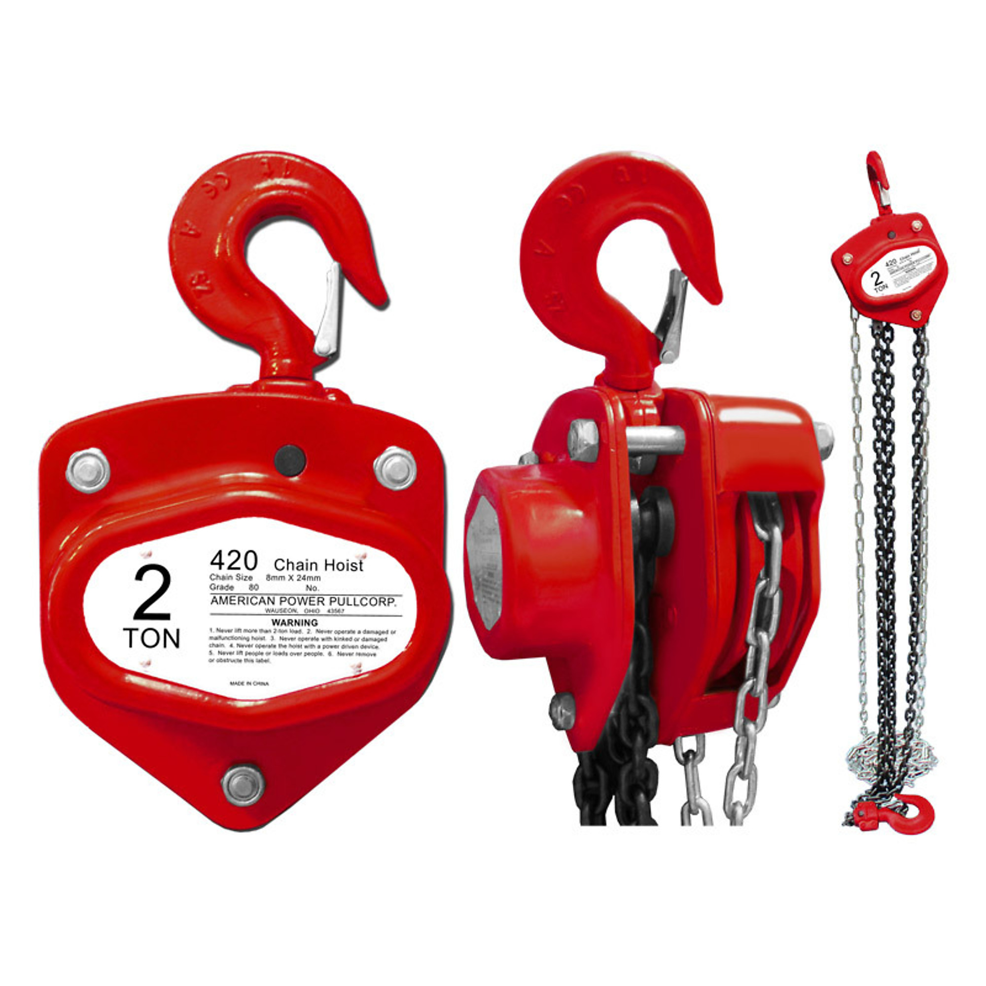 American Power Pull, 2 ton chain block, Power Source Manual Gear