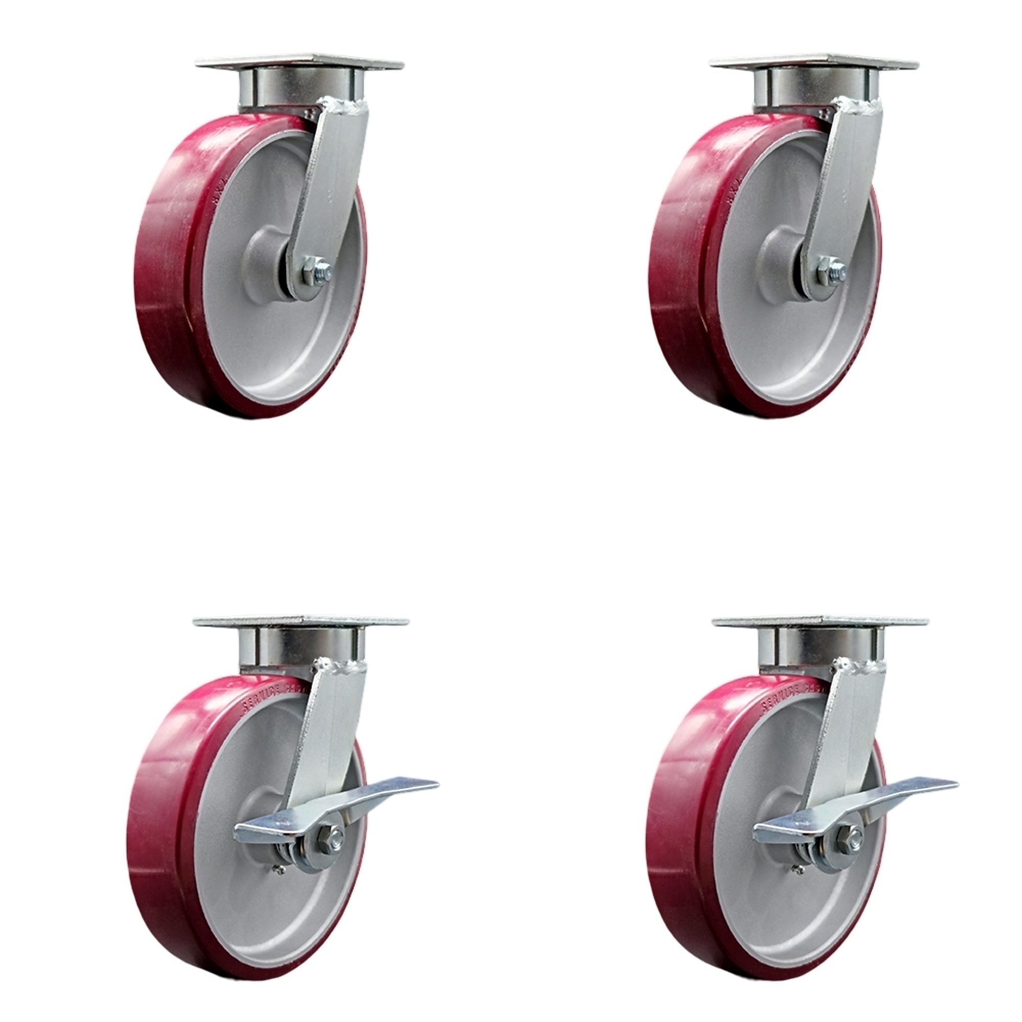 Service Caster, 8in. x 2in. Plate Casters, Wheel Diameter 8 in, Caster ...