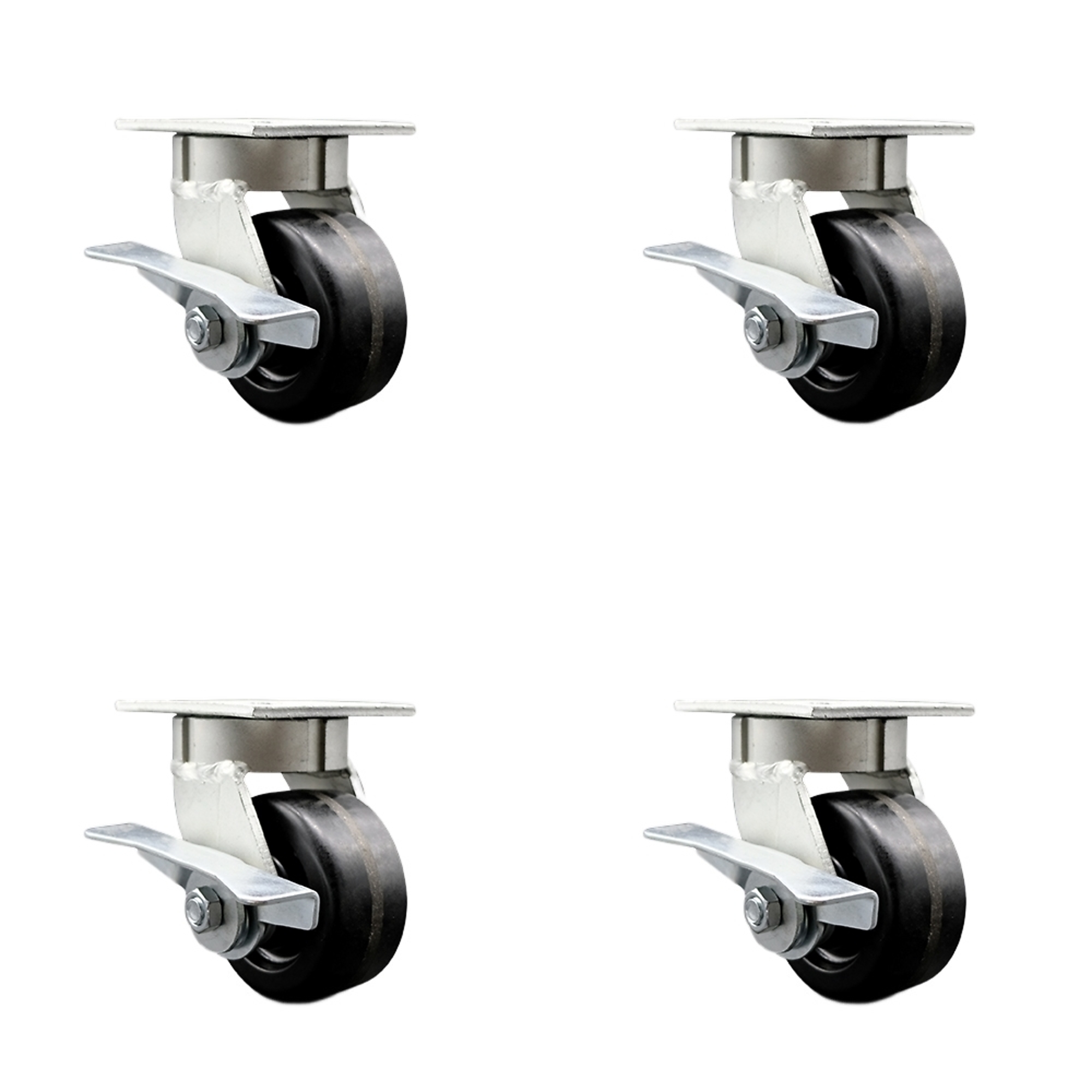 Service Caster, 4in. x 2in. Plate Casters, Wheel Diameter 4 in, Caster ...