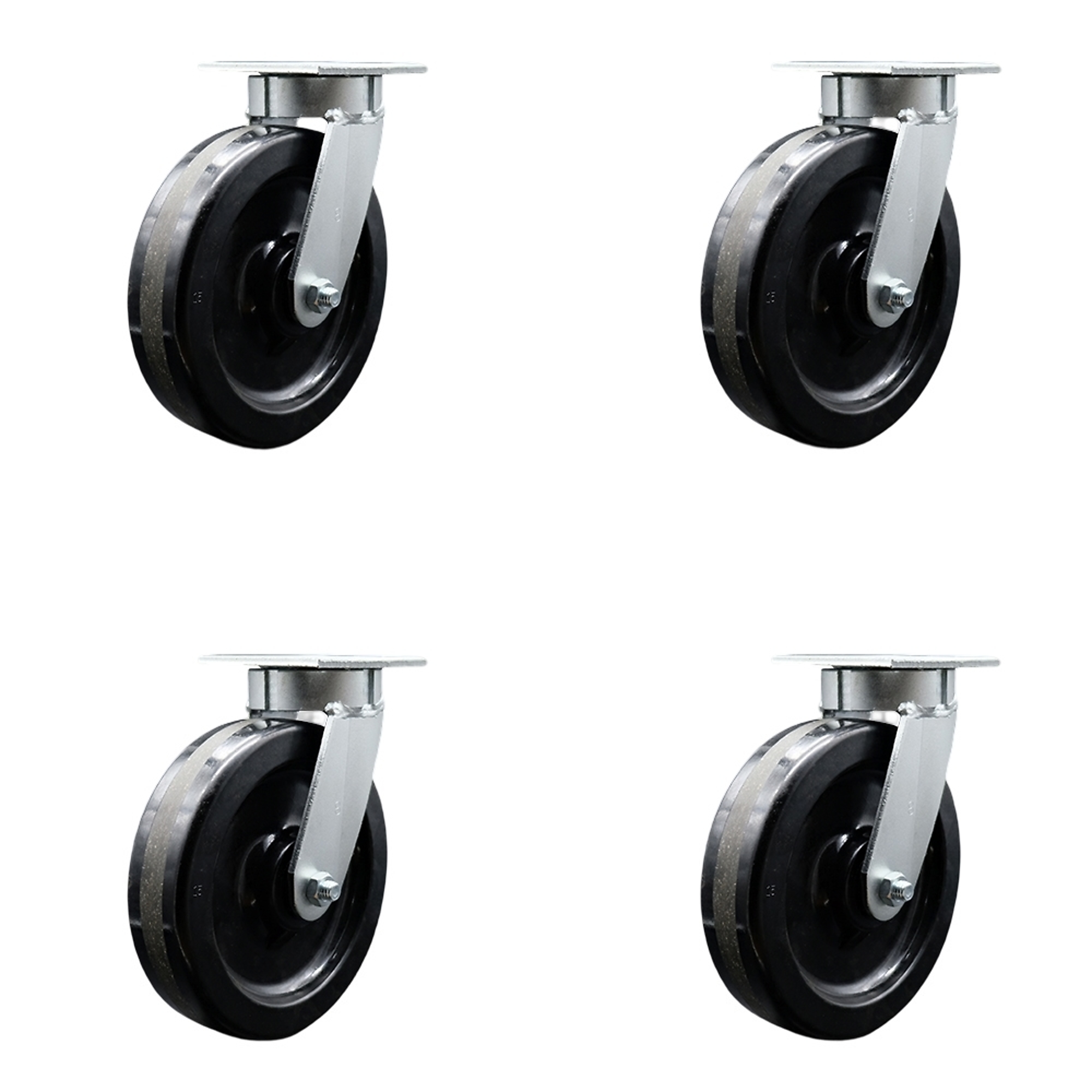 Service Caster, 8in. x 2in. Plate Casters, Wheel Diameter 8 in, Caster Type Swivel, Package (qty.) 4, Model# SCC-KP30S820-PHR-4