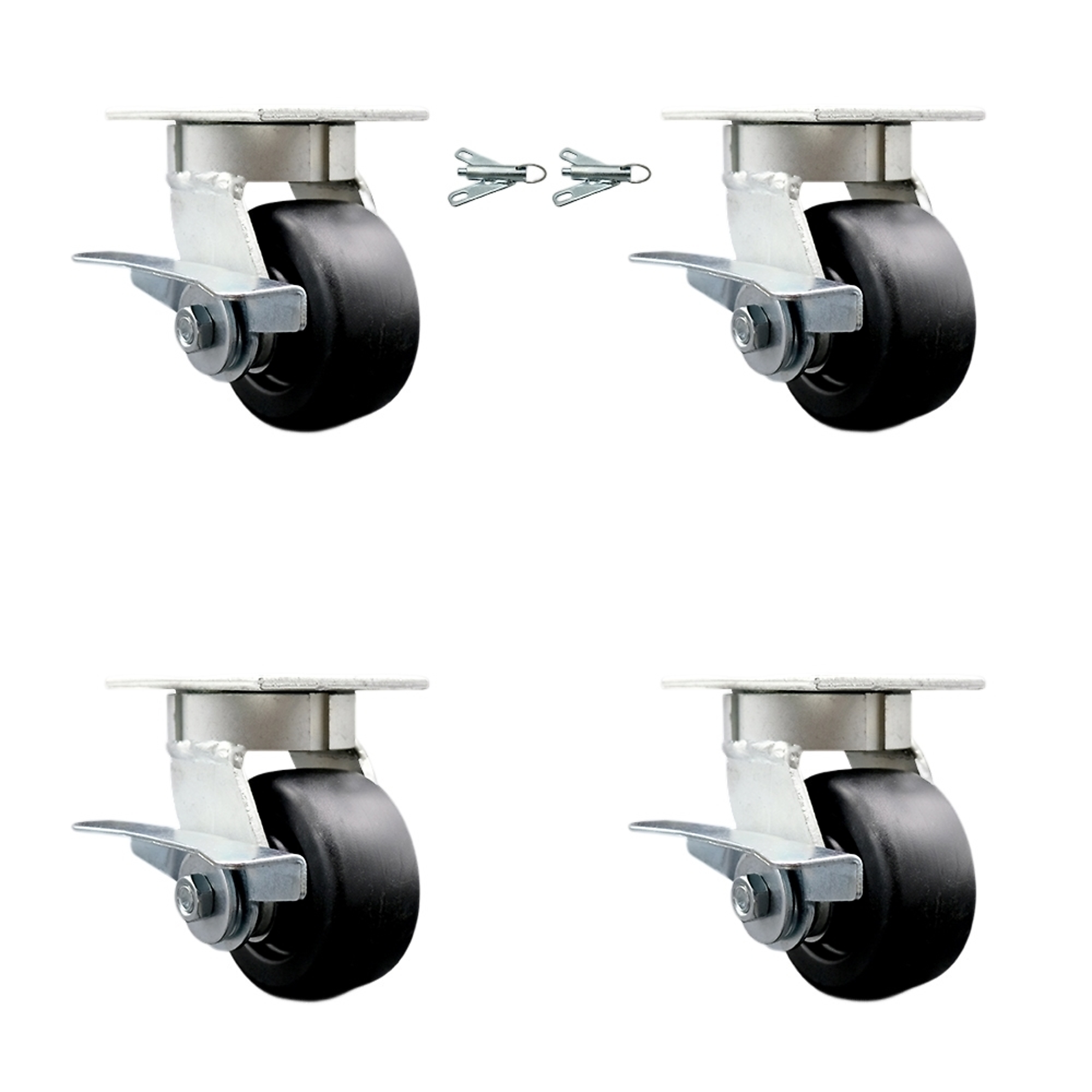 Service Caster, 4in. x 2in. Plate Casters, Wheel Diameter 4 in, Caster ...
