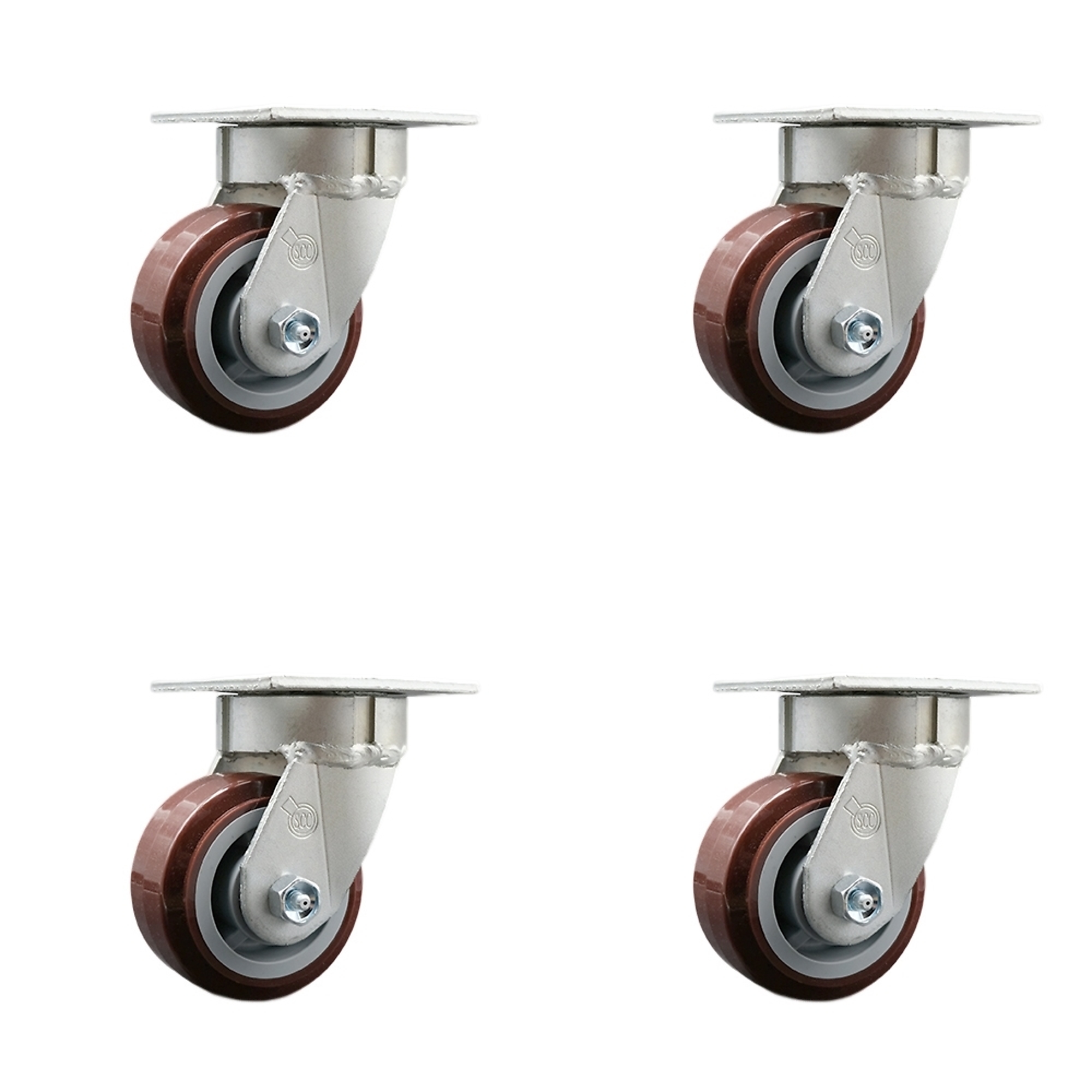 Service Caster, 4in. x 2in. Plate Casters, Wheel Diameter 4 in, Caster ...