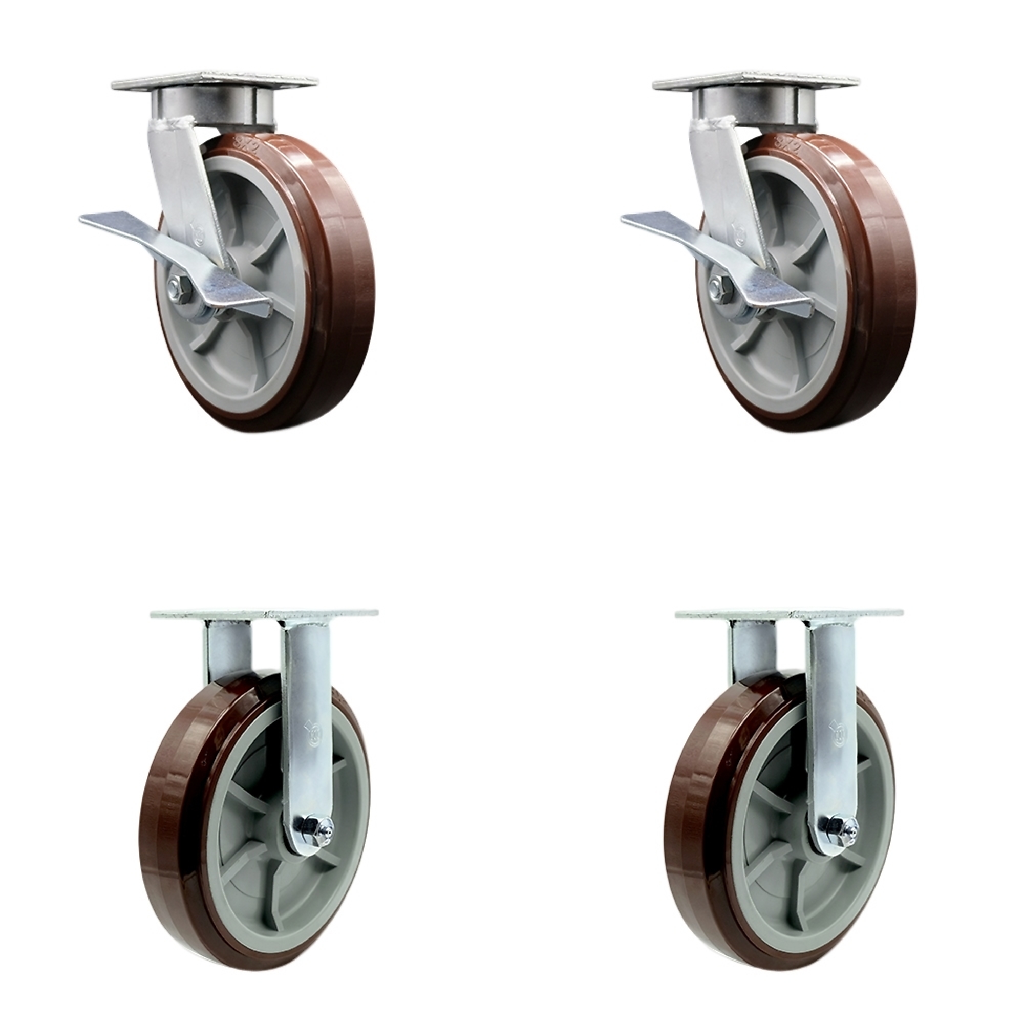 Service Caster, 8in. x 2in. Plate Casters, Wheel Diameter 8 in, Caster ...