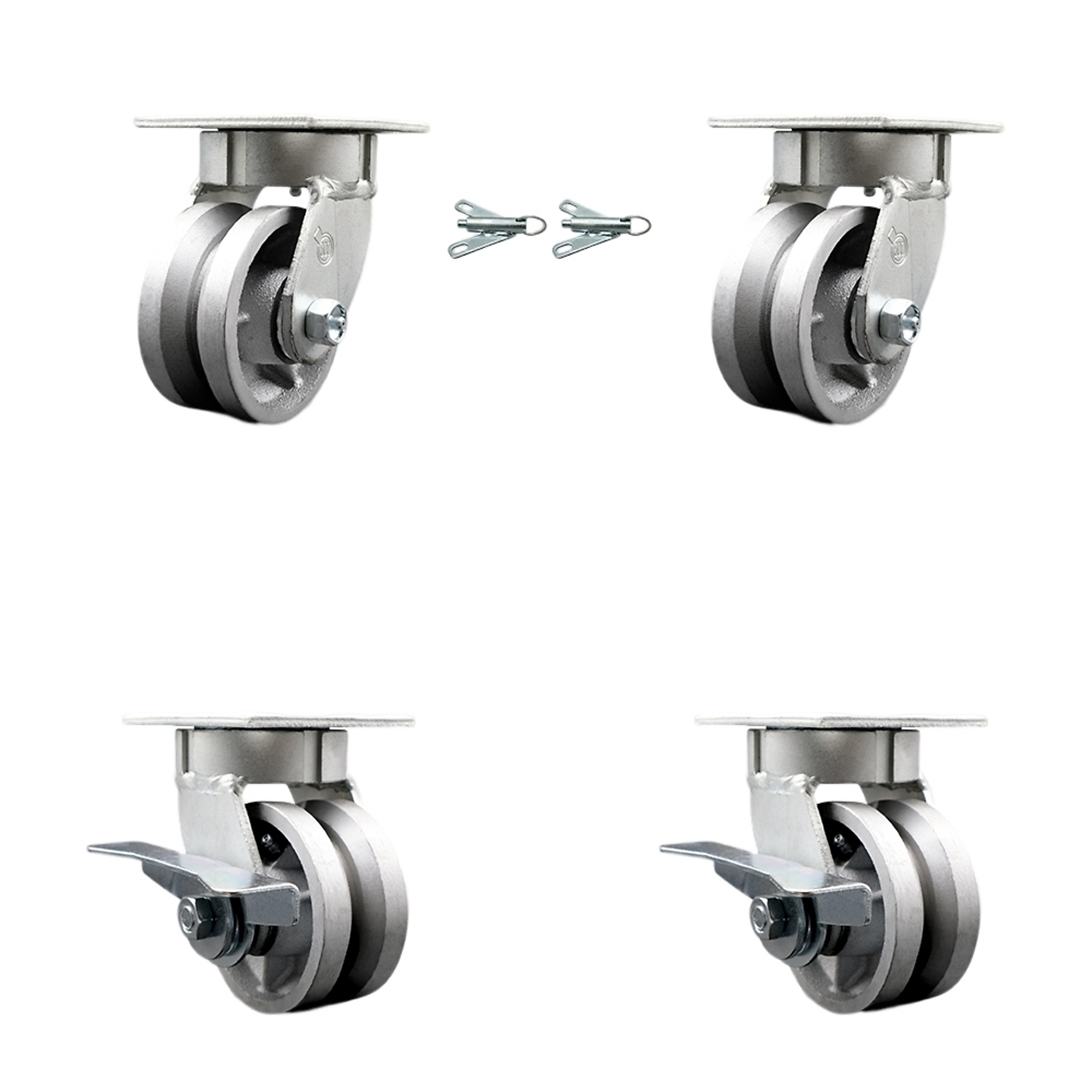 Service Caster, 4in. x 2in. Plate Casters, Wheel Diameter 4 in, Caster Type Swivel, Package (qty.) 4, Model# SCC-KP30S420-VGR-BSL-2-SLB-2